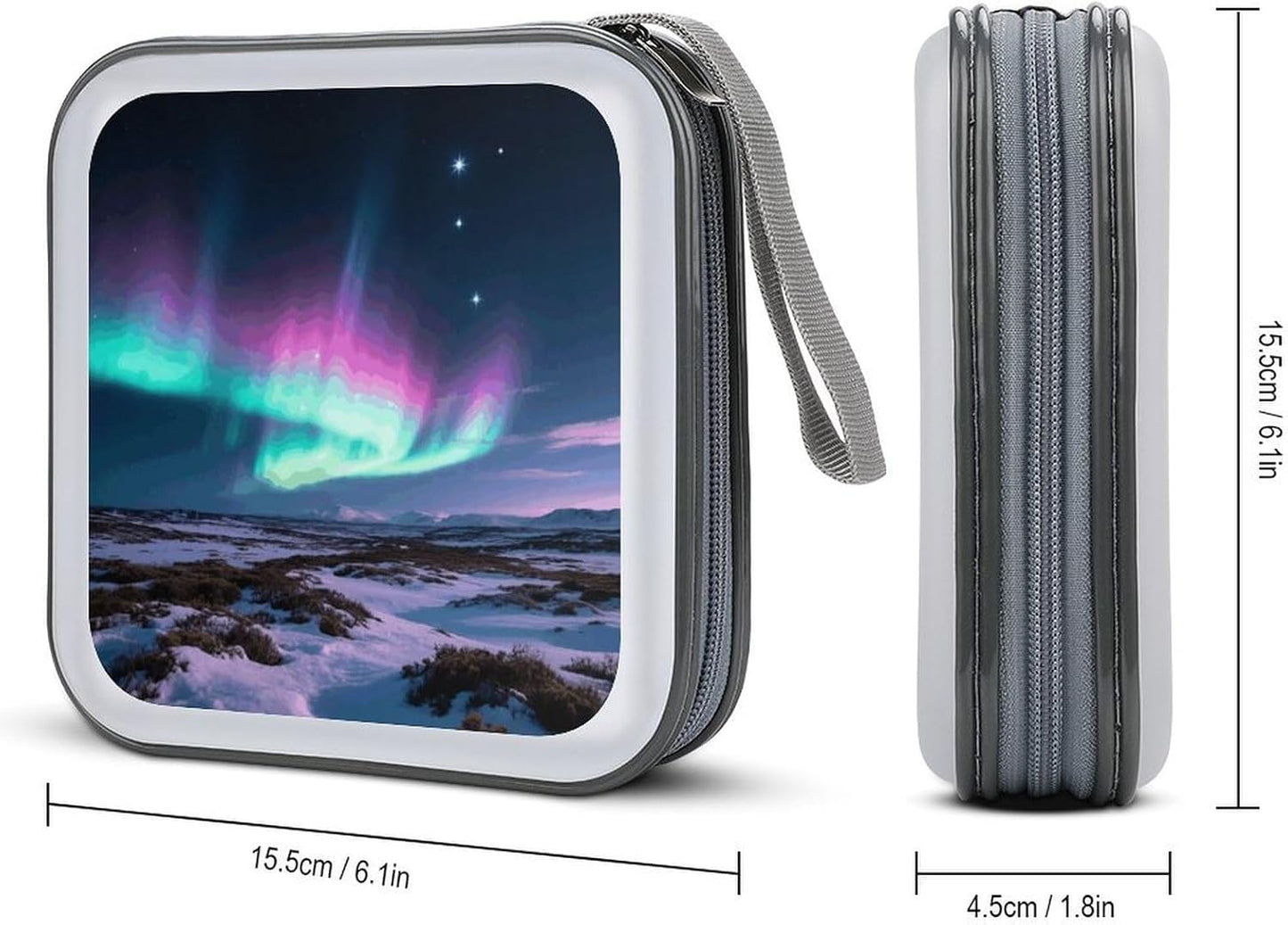 Aurora CD Case Portable Zipper CD Case 40 Capacity Hard Plastic DVD Cases Holder Large Storage Disc Wallet Bag for Car Home Travel DVD Collection Bag