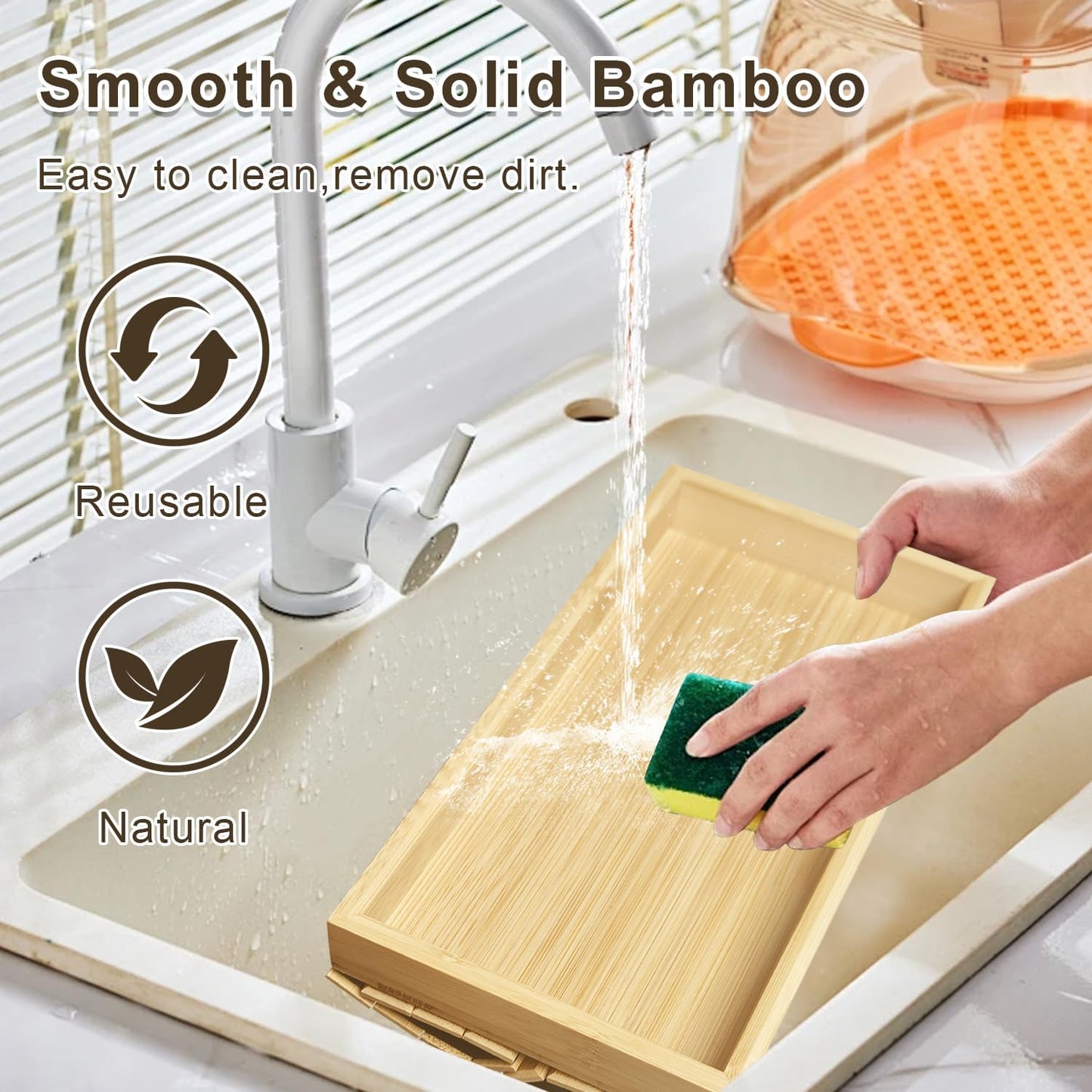 Bamboo Foldable Sofa Armrest Tray - Anti-Dropping Couch Arm Table for Phone, Cups, Snacks, Drinks - Flexible and Foldable - Gift for Housewarming, Birthday