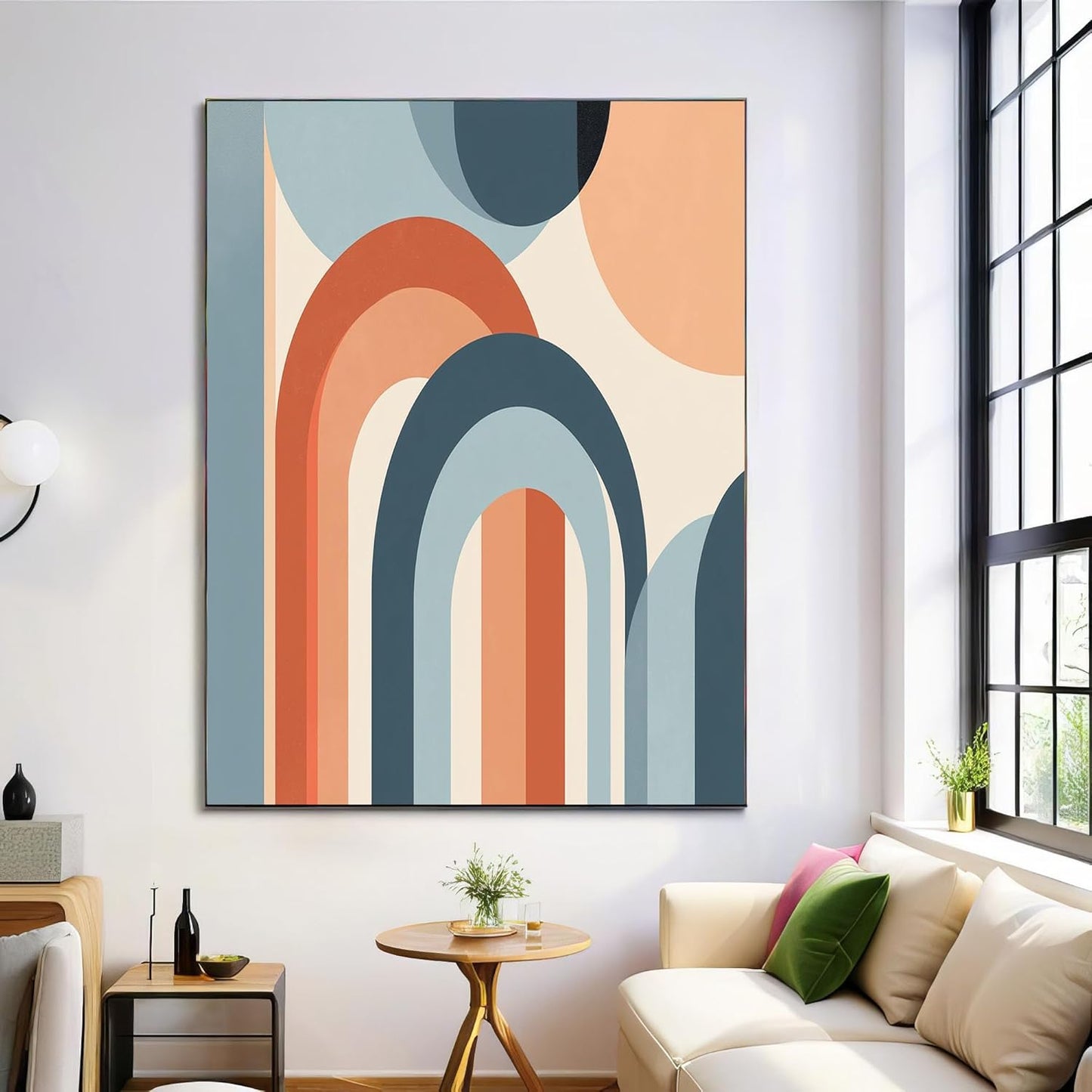 GDJSMIN Modern Art Style Wall Art, Abstract Geometric Blue Graphics Poster For Reading Room Living Room Decor 12X 16 Inch Unframed