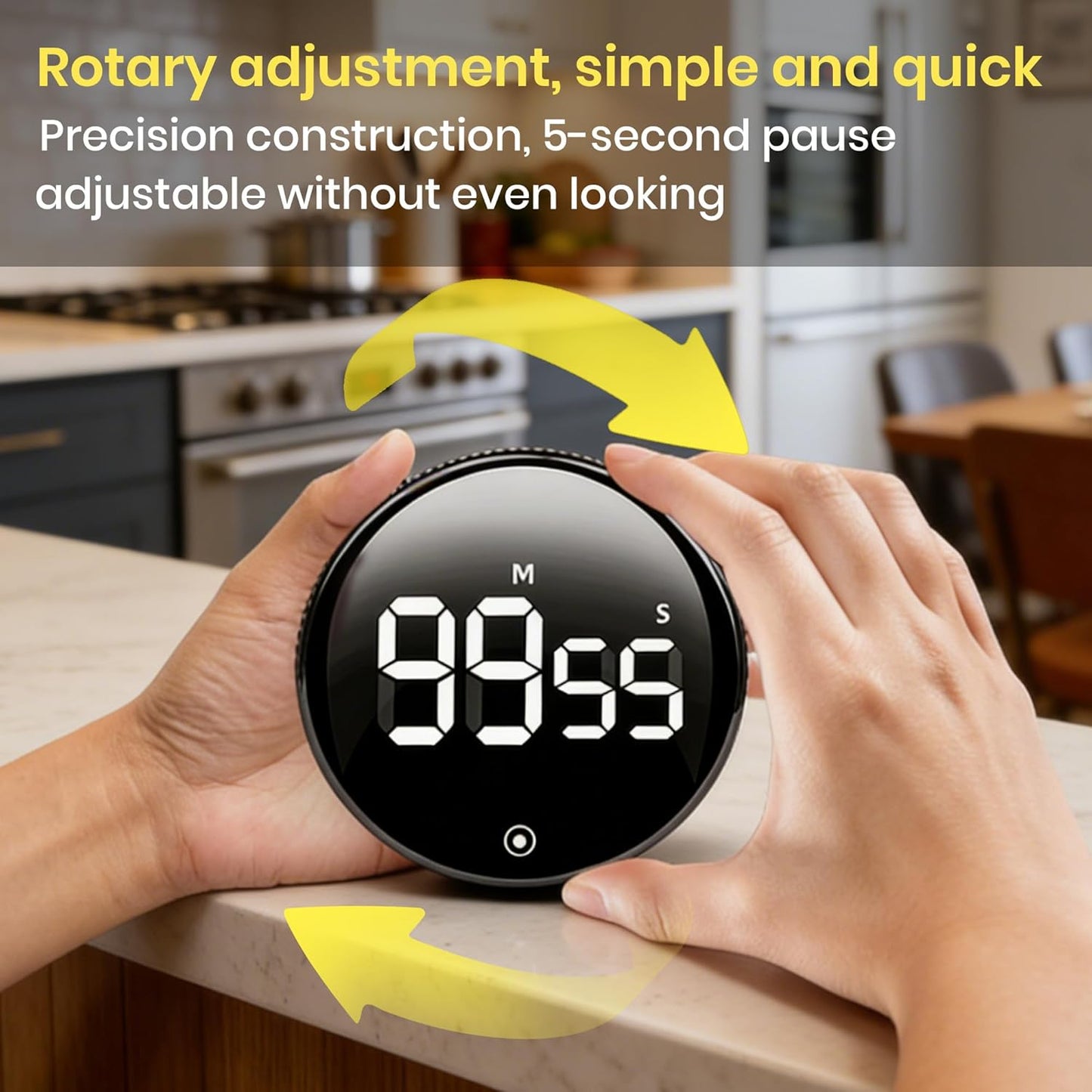 Magnetic Kitchen Timer, Digital Twist Cooking Timer with Large LED Display, Strong Back Magnet, Countdown & Count Up, 3 Adjustable Volume for Kitchen, Study, Classroom, Office (Rose Purple)