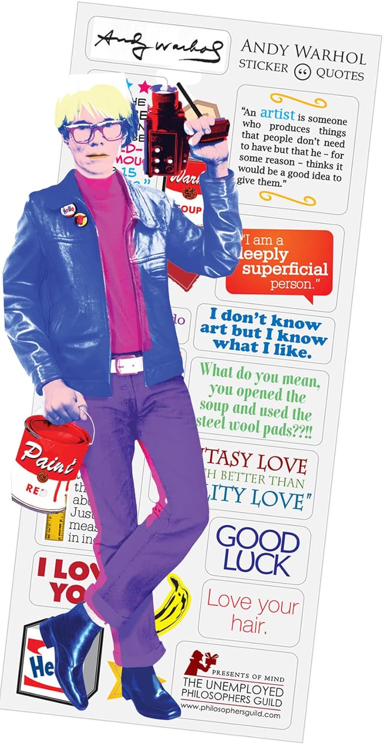 The Unemployed Philosophers Guild Andy Warhol Quotable Notable Greeting Card and Sticker Sheet - Envelope Included