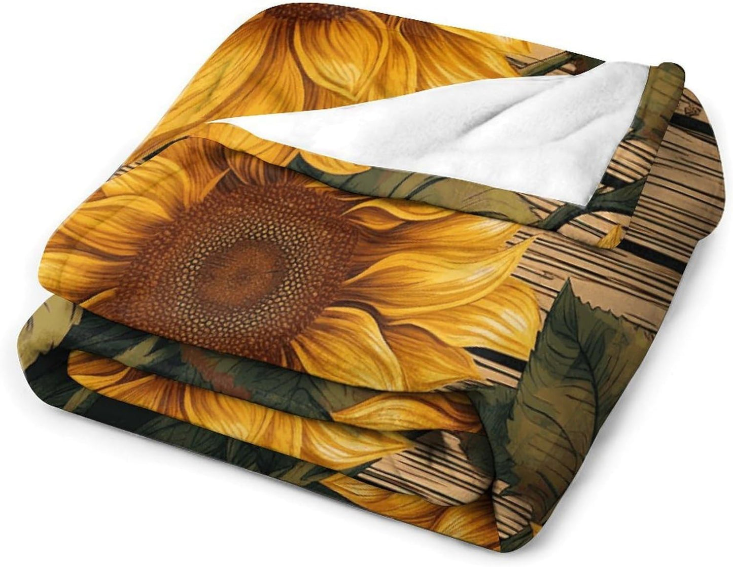 Paint Wooden Board Sunflower Throw Blanket for Couch Super Soft Warm Lightweight Throw Blankets Cozy Flannel Bed Blanket Cute Decorative Blankets for All Seasons Home Decor Gift 40"*50" （100 * 130cm）
