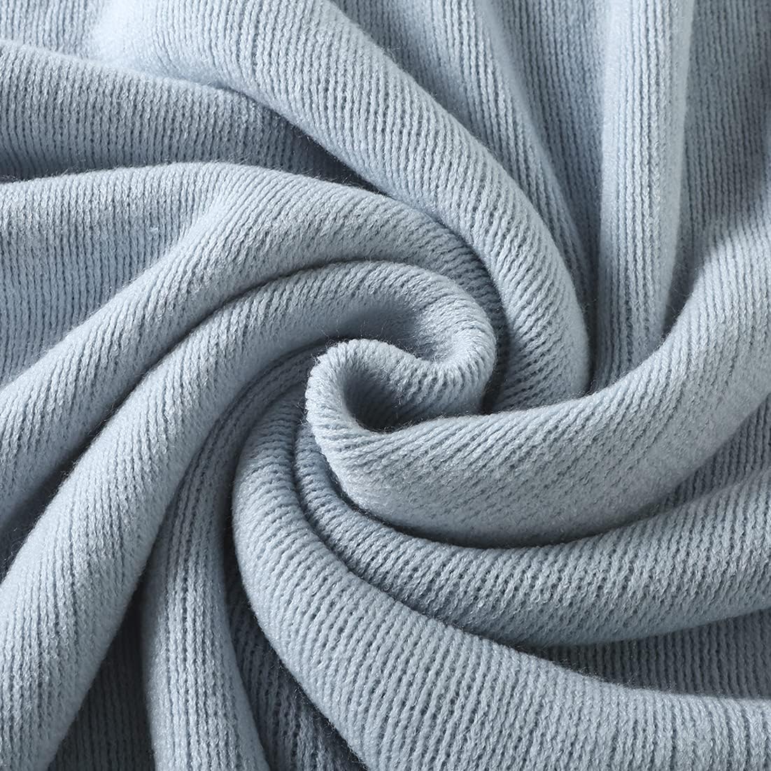 Homiest Decorative Knitted Throw Blanket with Fringe Soft & Cozy Tassel Blanket for Couch Sofa Bed (Baby Blue,50x60)