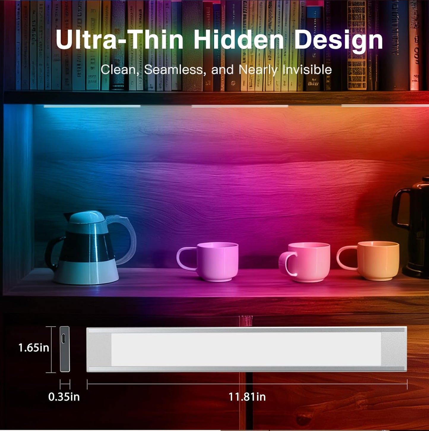VST 6Pack RGB Under Cabinet Lighting with Adjustable White Light, Ultra-Thin LED Light Bars, APP & Voice Control (Alexa/Google), Remote & Button Control, Linkable Lights for Kitchen Cabinets, Shelves