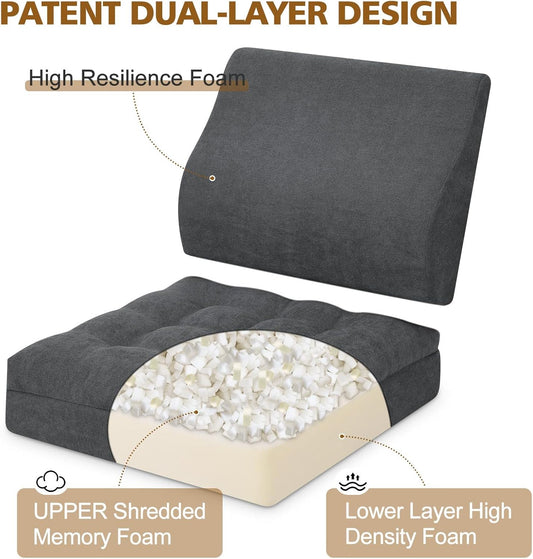 TANYOO Recliner Cushion for Elderly with Lumbar Support Pillow - 20x20x5 Inch Extra Thick Recliner Seat Cushion for Seniors Relief Back Pain and Tailbone Pain from Long Sitting Non-Slip Bottom