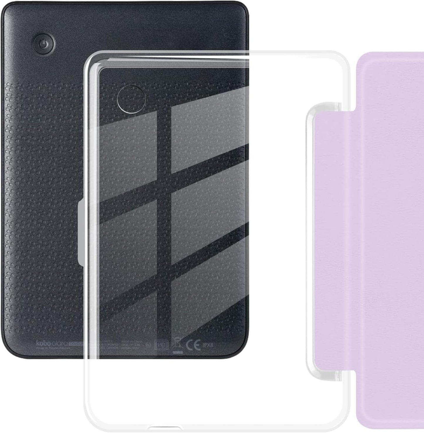 Case for 6" Kobo Clara Colour 2024 Released, Ultra Clear Soft Flexible Transparent TPU Back Cover with Auto Sleep/Wake for Kobo Clara Colour, Light Purple
