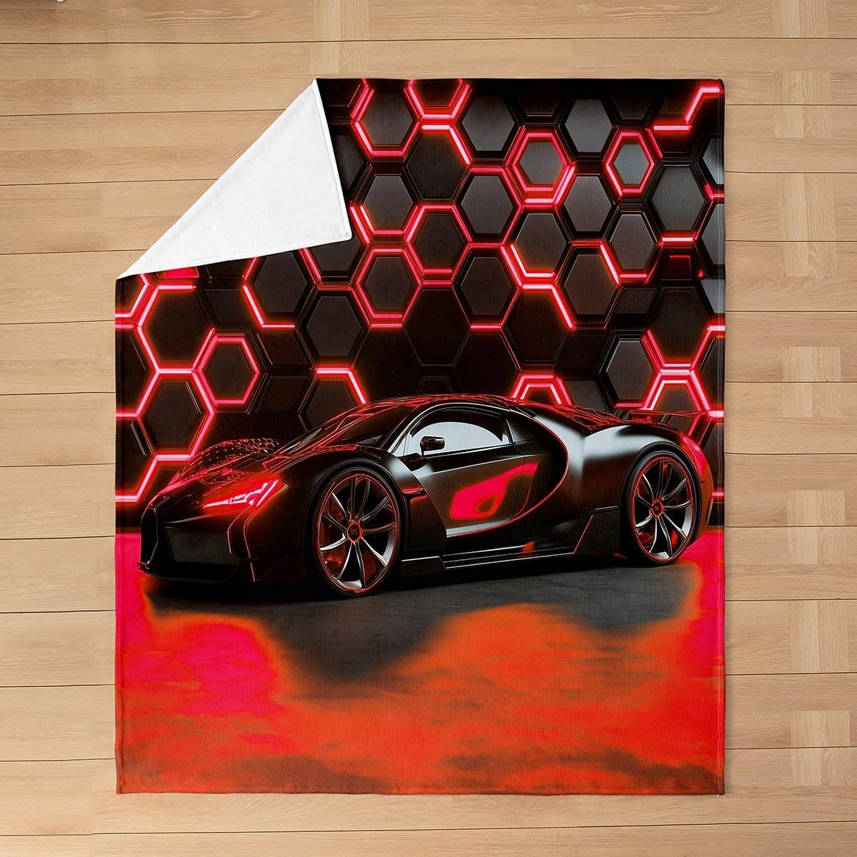 Feelyou Red Race Car Fuzzy Honeycomb Flannel Fleece Throw Blanket for Sofa Couch Speed Sports Car Extreme Sports Racing All Season Bed Blanket 40"x50" Modern Plush