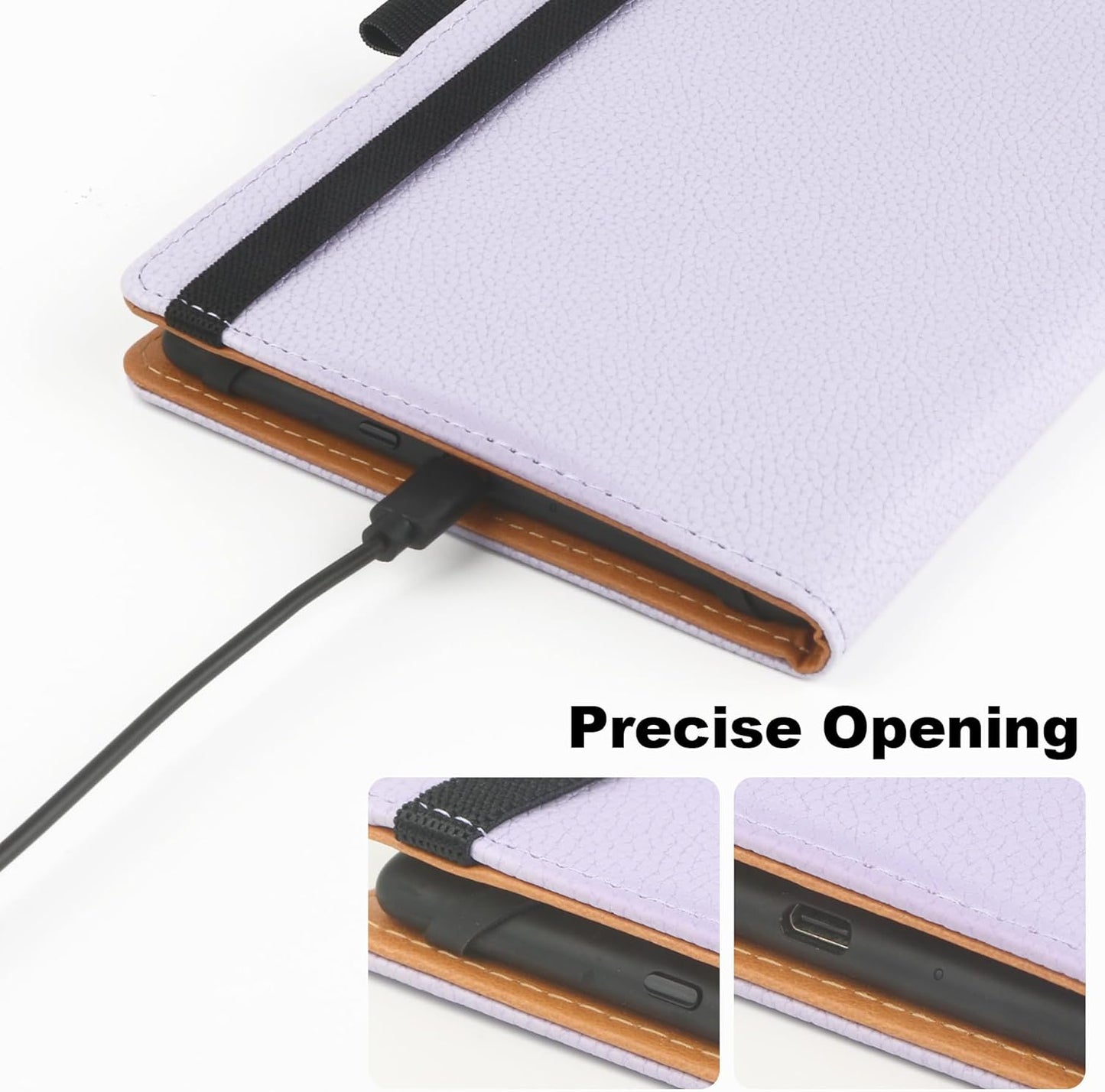 Universal Case for 6",6.8" E-Reader, Compatible with Paperwhite/Sony/kobo/Pocketbook/Nook/tolino 6-6.8inch ebook Reader,Premium PU Leather Cover with Hand Strap and Foldable Stand,Purple