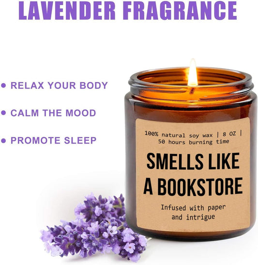 Smells Like A Bookstore Candle - Bookstore Candle - Soy Candles for Home Scented Book Lovers Gifts - Funny Book Candles Gifts for Women - Gifts for Book Lovers Scented Candles