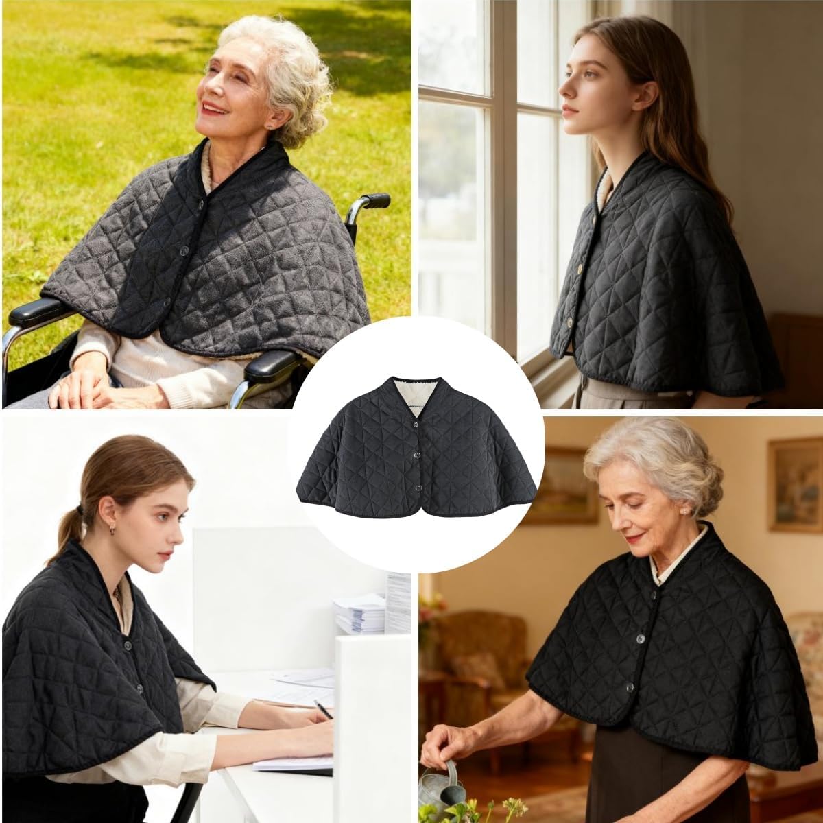 Women Warm Shoulder Cape Winter Thick Fleece Shoulder Wrap Shawl Thermal Neck Back Warmer Windproof Plush Pad