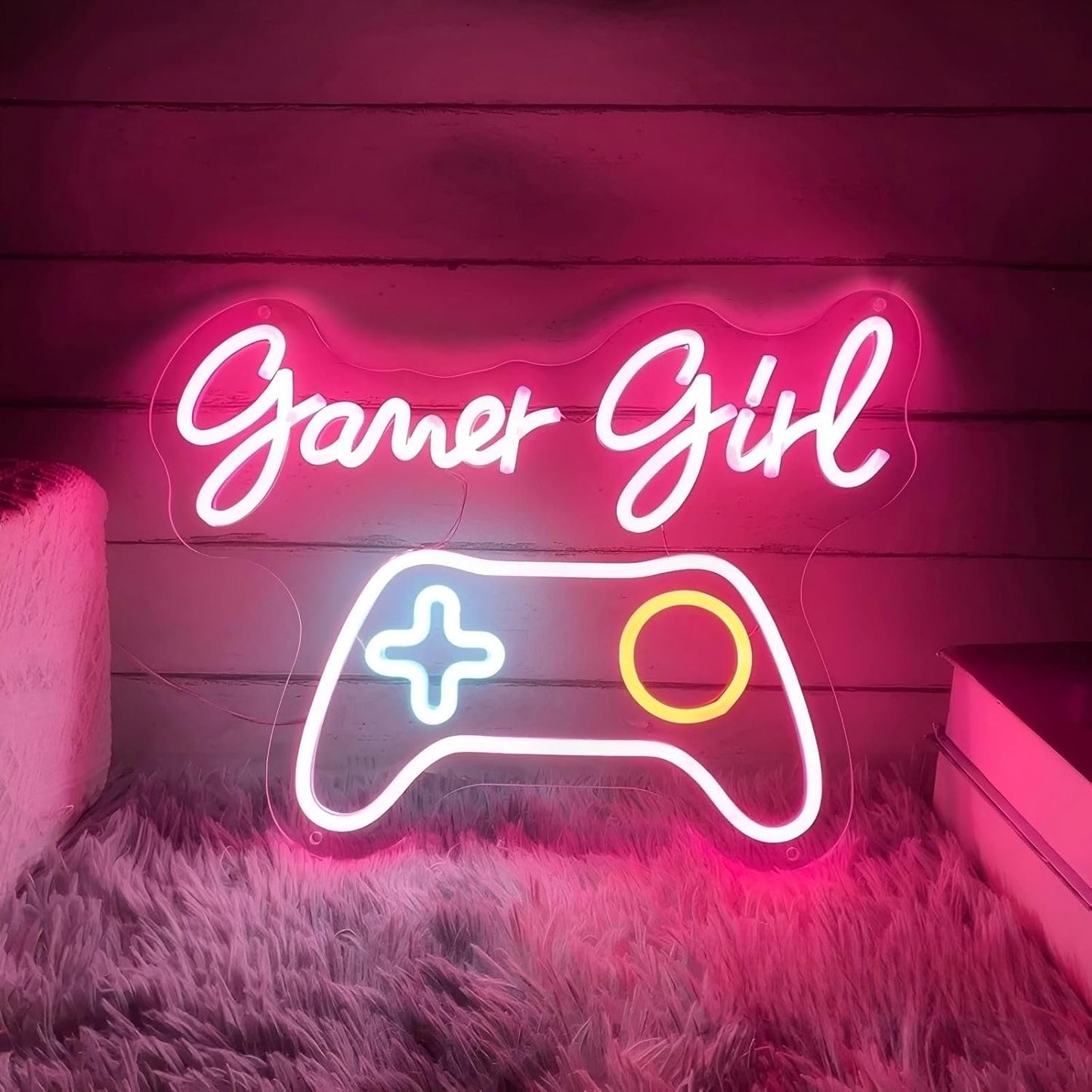 Gamer Girl Game Pad Neon Sign, Game Room Controller LED Neon Light Gamepad Wall Art Decor Home Bedroom Decoration Gift For Teen Boy Room Decor, Bar Decoration Best Gamer Gifts for Boys, Kids