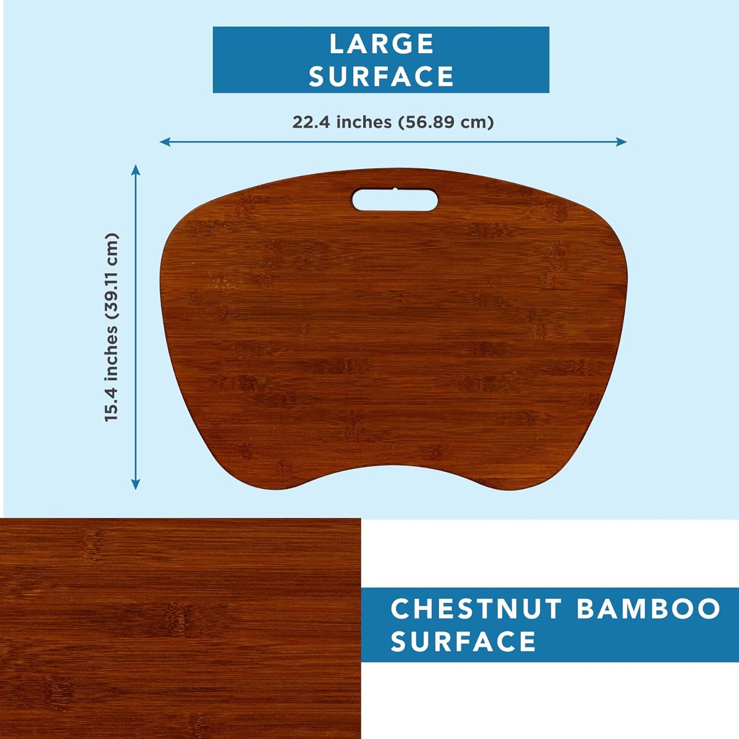 LAPGEAR Extra Large Bamboo Lap Desk - Chestnut - Fits up to 17.3 Inch Laptops - Style No. 91692