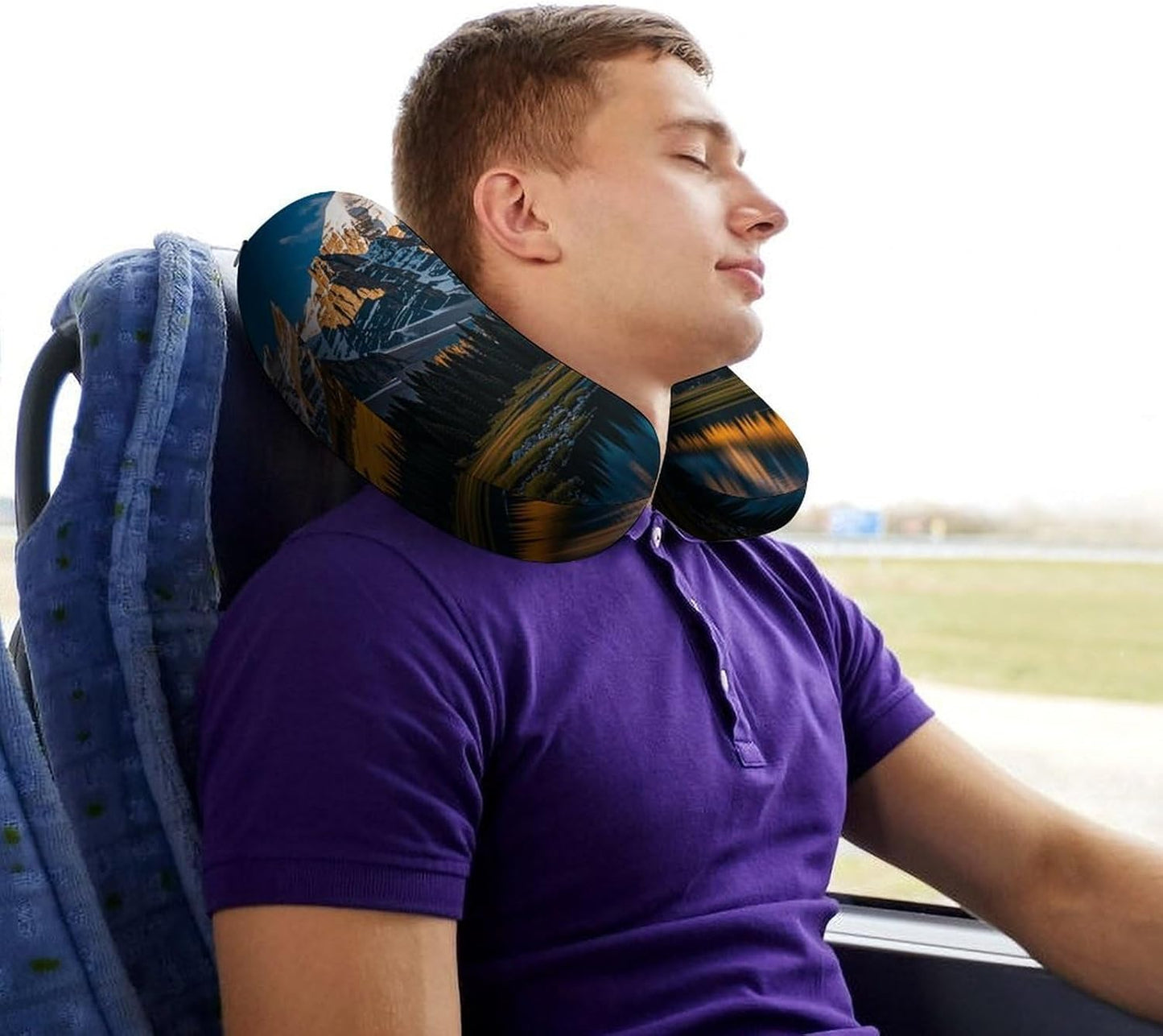 Rocky Mountain Range Neck Pillow Memory Foam U Shaped Pillows Portable Pillows for Shoulder Travel Head Support Pillow with Concealed Zipper for Airplane Car Home Office
