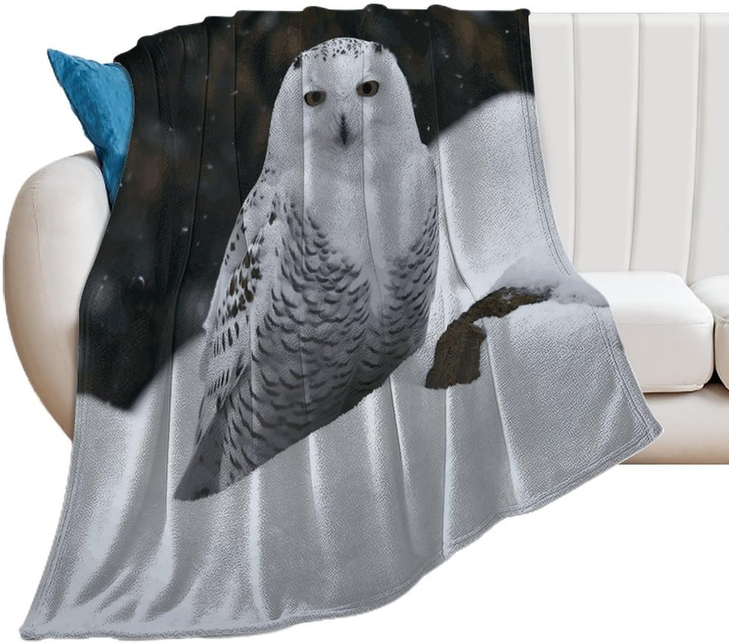 Snow Owl Blanket Super Soft Lightweight Throw Blanket Cute Cozy Warm Bed Blanket Decorative Fuzzy Blanket All-Season Home Decor Gift for Sofa Couch Living Room 50"*60"（130 * 150cm）
