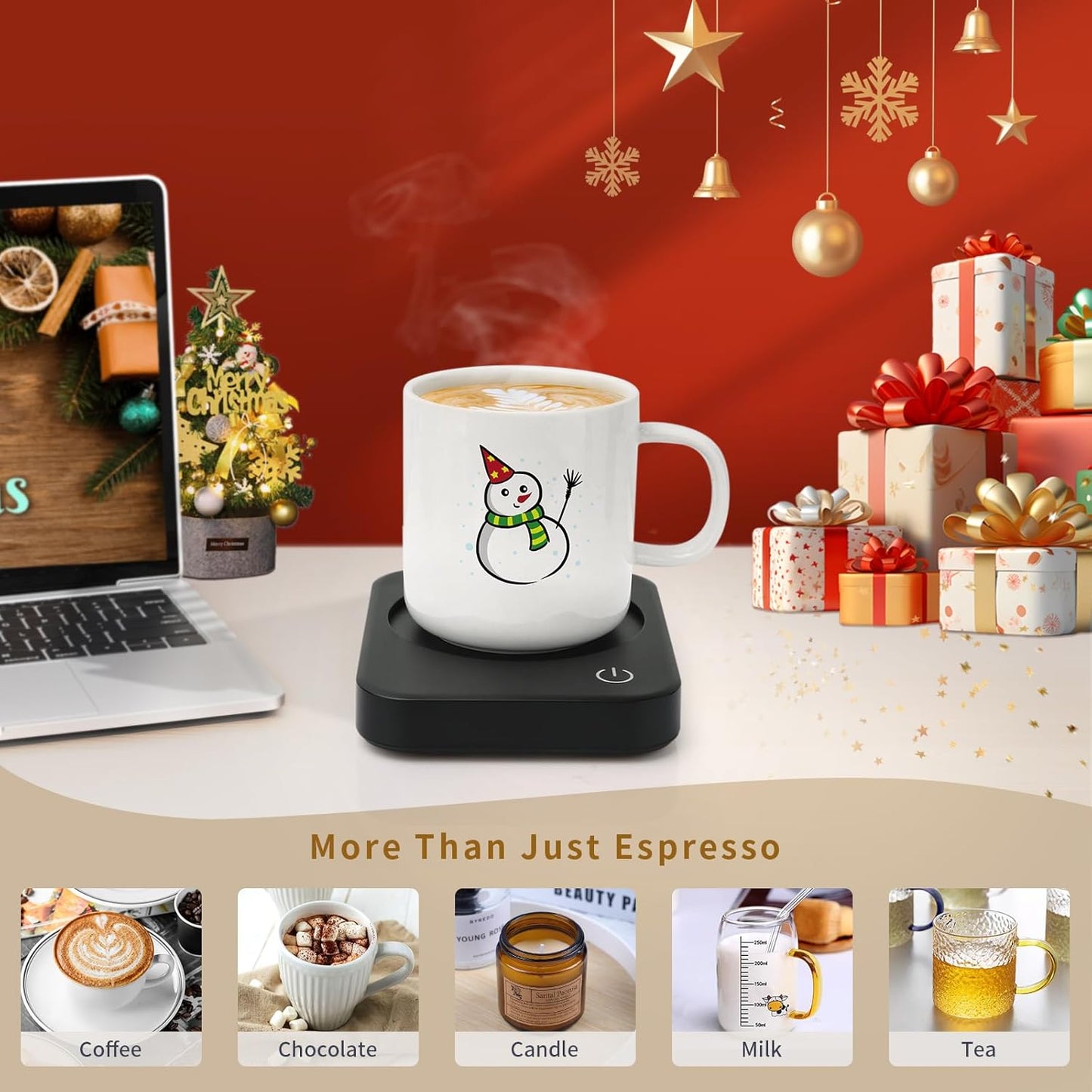 Coffee Mug Warmer, Smart Cup Warmer for Desk, 3 Temperature Control & Auto Shut Off, Electric Cup Warmer for Heating Milk,Tea,Beverage,Candle (Black-No Mug)
