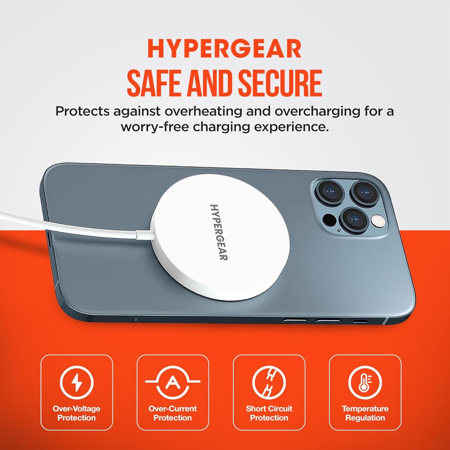 HyperGear Magnetic Fast Wireless Charger - Portable MagSafe Charging Pad, Instant Contact Charging Technology for iPhone Series - Compatible with All MagSafe Cases, Qi-Enabled Devices - White