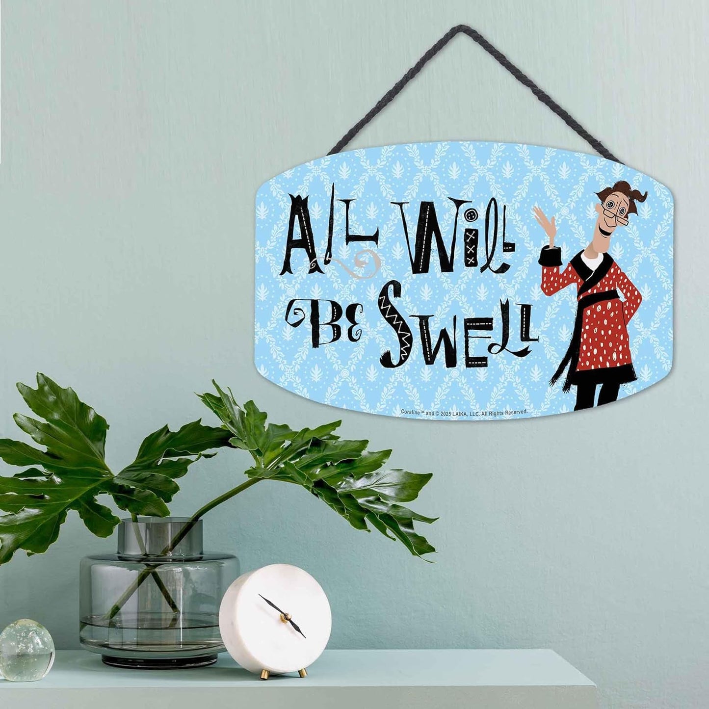 Coraline All Will Be Swell Hanging Wood Sign - Whimsical Coraline Wall Art for Bedroom or Office