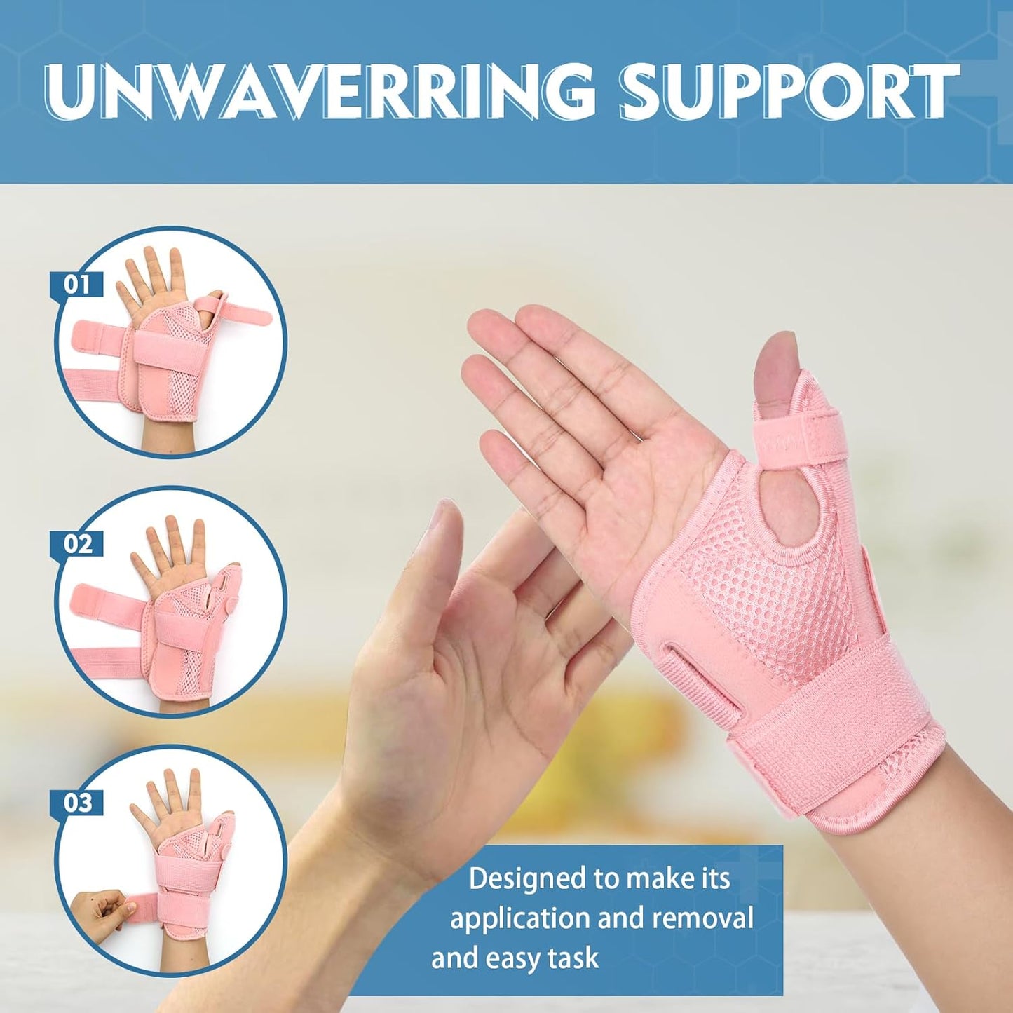 New Upgraded Thumb Brace for Right & Left Hand, Reversible Thumb Splint for Arthritis Pain And Support, Thumb Stabilizer for Sprains, Tendonitis Relief, Pink Thumb Brace for Women