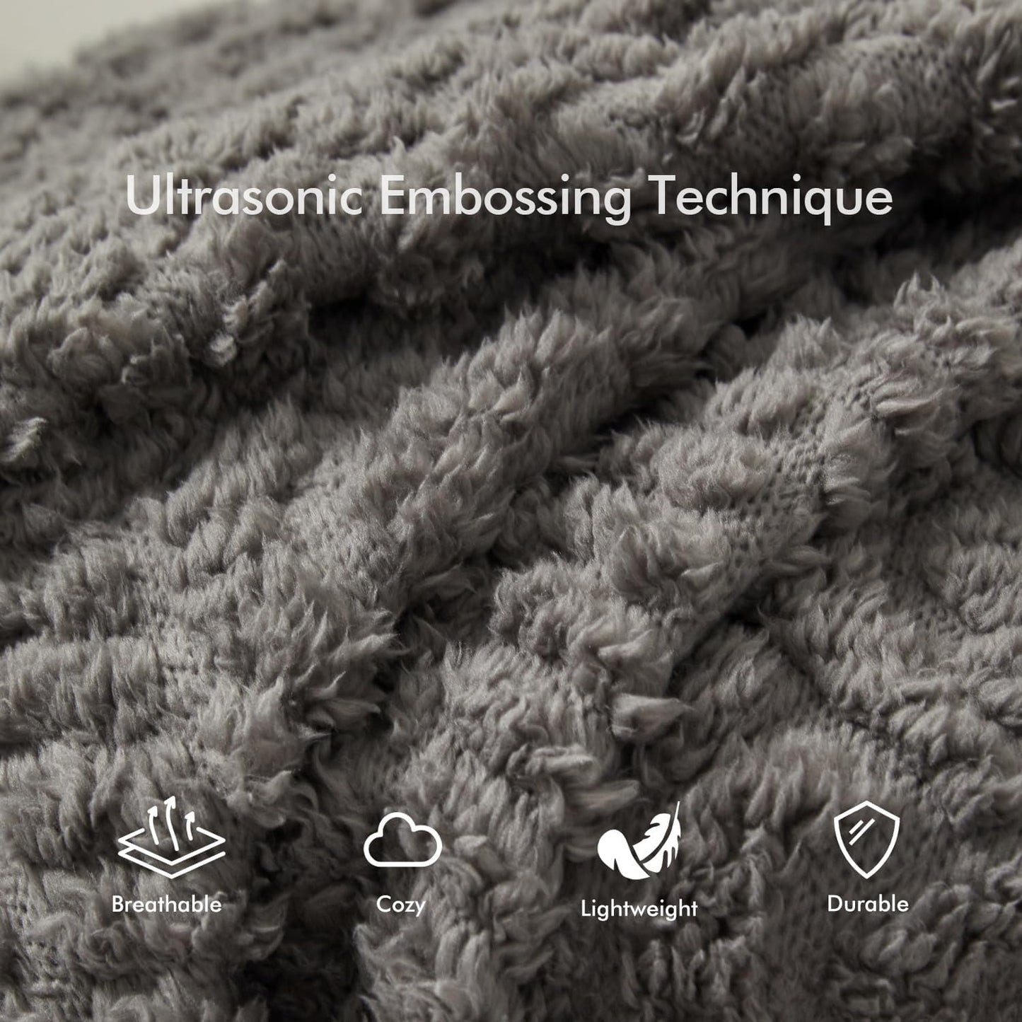 Royoliving Fuzzy Sherpa Wearable Fleece Blanket with Pockets for Adults, Ultra Soft Plush Shawl Throw Blankets (Grey, 58'' x 64'')