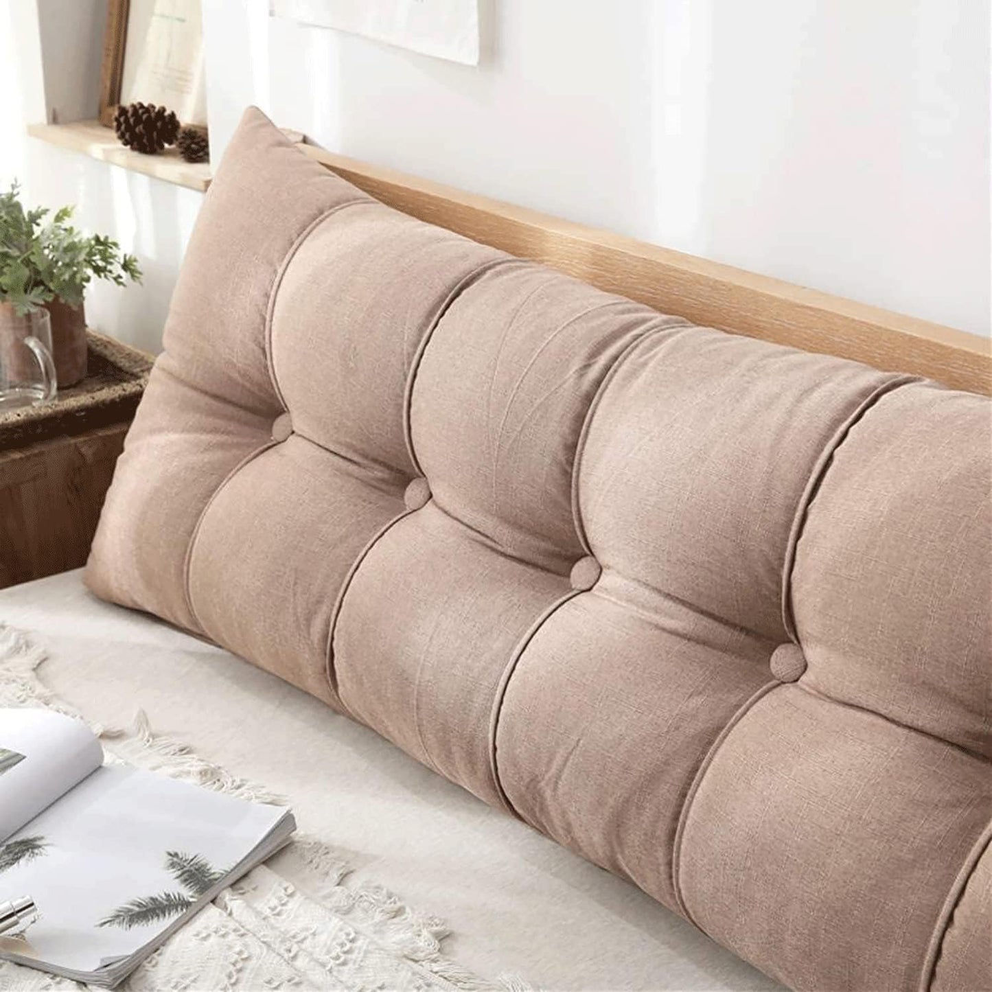 Reading Pillow Headboard Backrest Cotton Triangular Wedge Cushion Bedside Positioning Support Backrest Lumbar Pad(Size:180x60cm(71x24inch),Color:Grass Green)