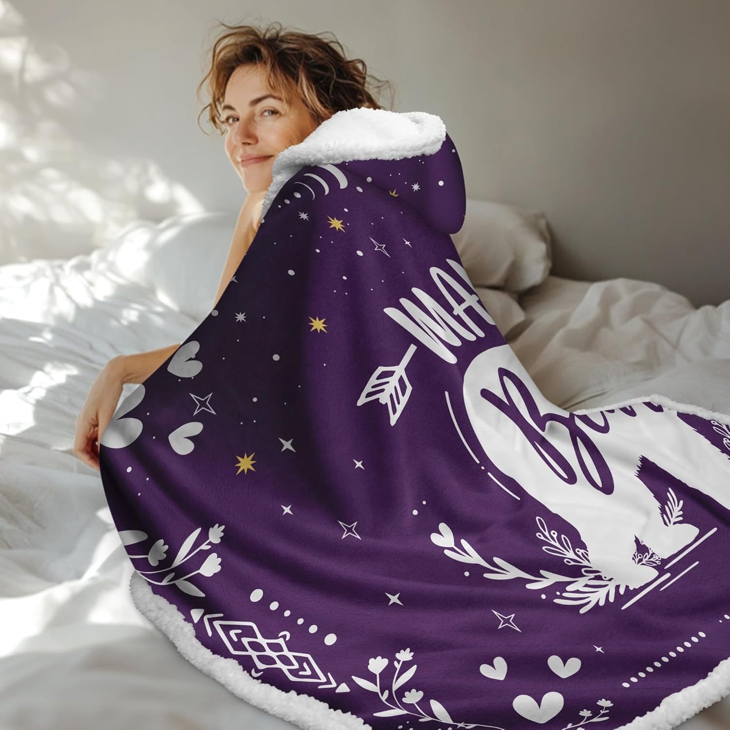 GEEMBI Birthday Gifts for Mom from Daughter and Son - Purple Mama Wearable Blanket Hoodie 47x72 in - Mothers Day and Birthday Gifts for Women, Mama Gift for Women, Gift for Mother in Law