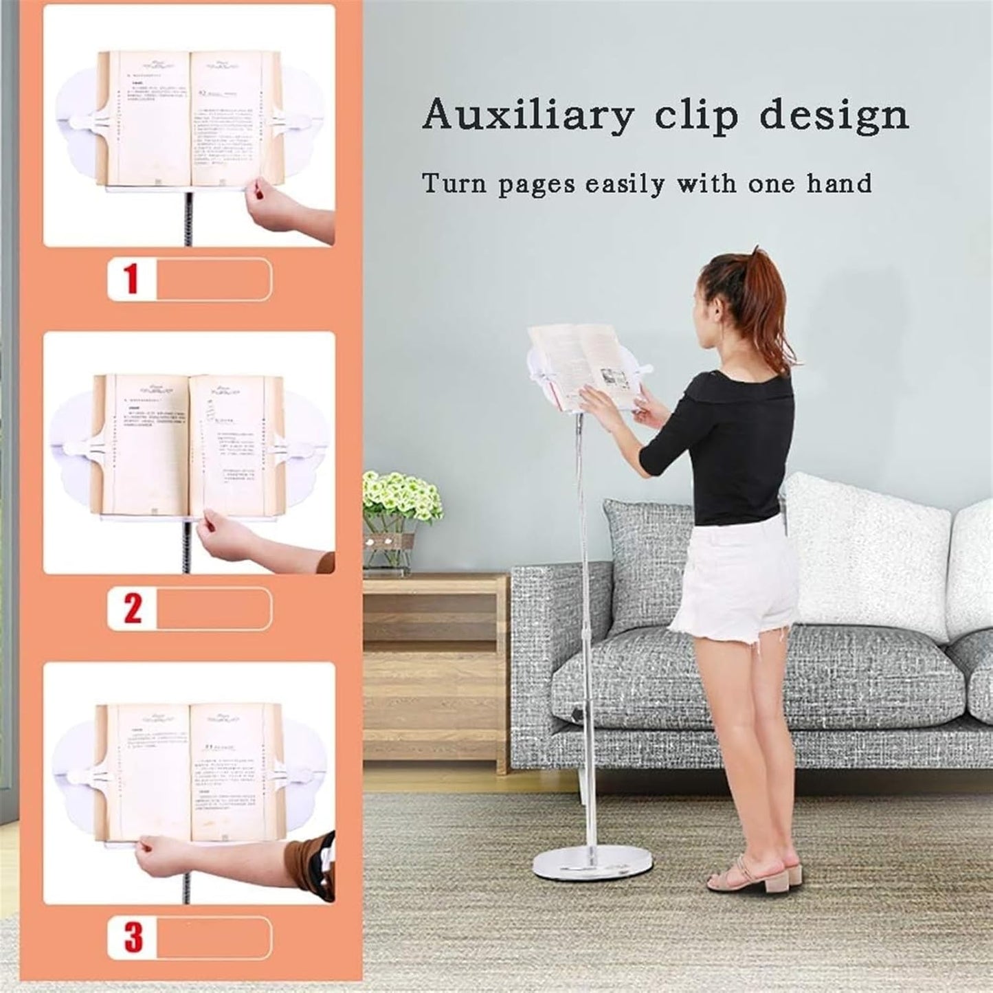 Tablet Adjustable Metal Floor Stand,Heavy Duty Floor Multi-Function Bookstand,360° Rotation Floor Tablet Holder,for Document,Textbook,Cookbook,Sheet Music
