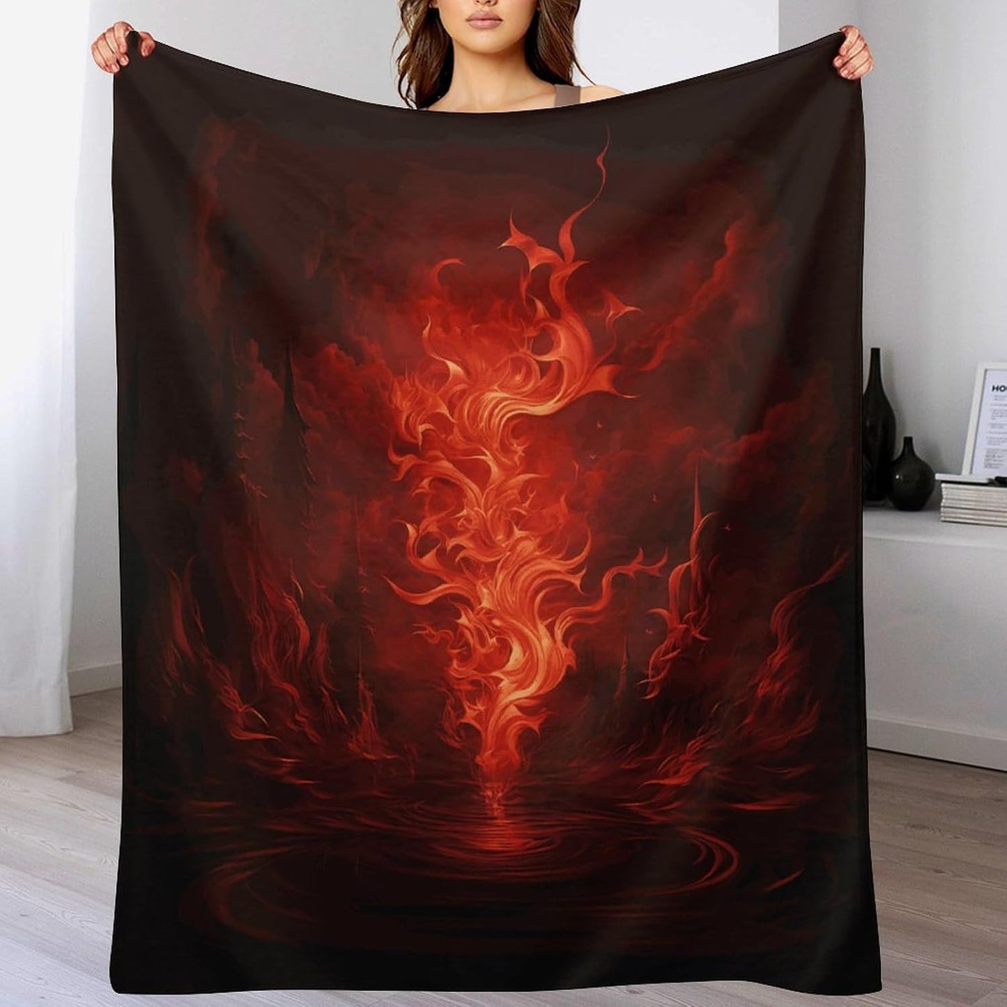 Red Flame Blanket Super Soft Lightweight Throw Blanket Cute Cozy Warm Bed Blanket Decorative Fuzzy Blanket All-Season Home Decor Gift for Sofa Couch Living Room 50"*60"（130 * 150cm）