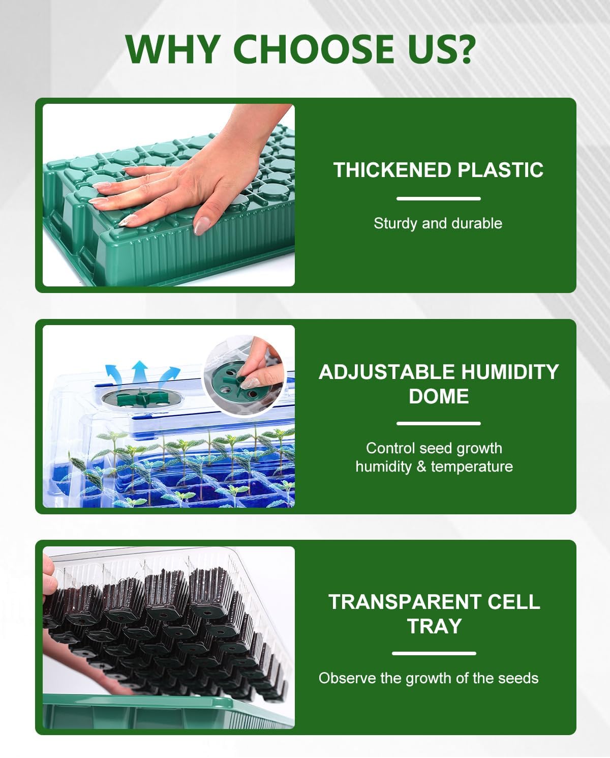 joyhalo 40 Cell Seed Starter Kit with Grow Light and Graphene Heating Mat, Reusable Seed Starter Tray with Higher 4.7”Humidity Domes, Garden Plant Germination Station