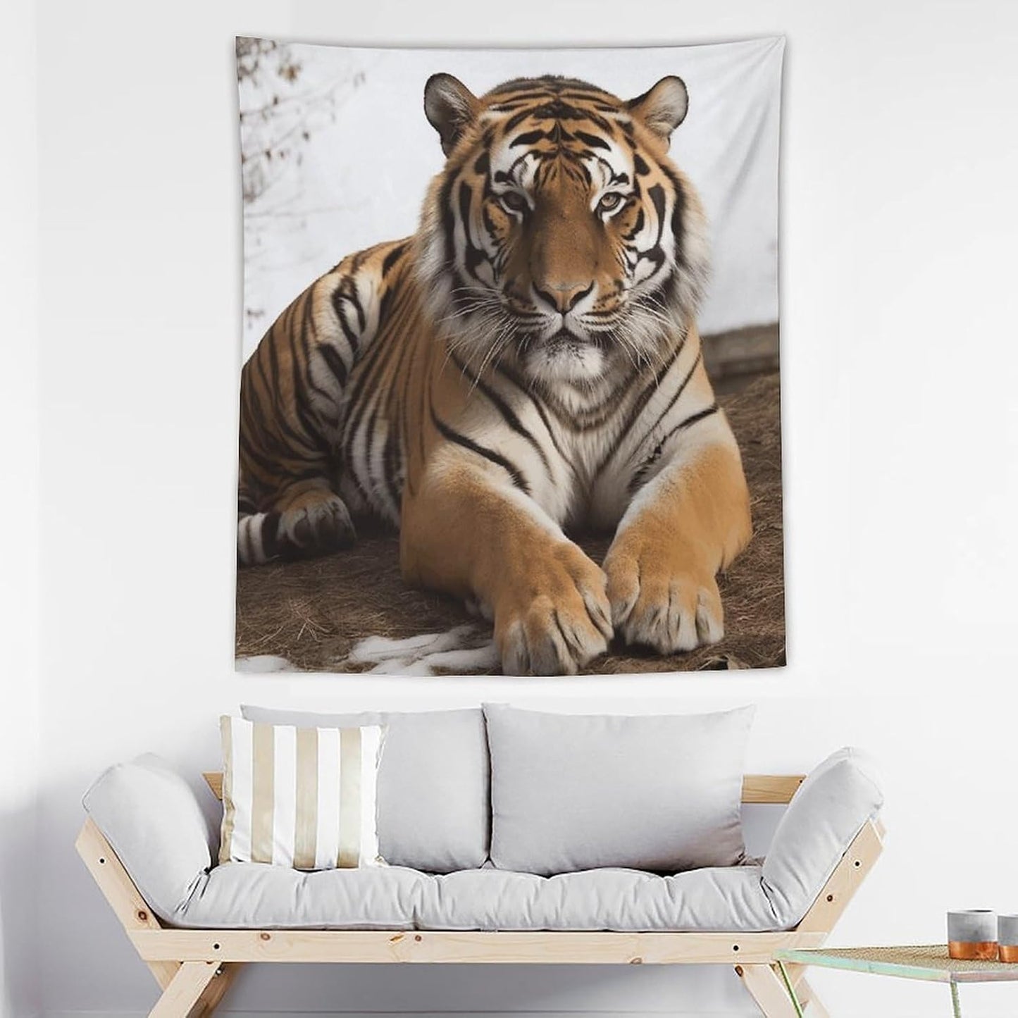FodPand Big Tiger Tapestry Anti-fading Wall Tapestry with Installation Kit Backdrop Banner Multipurpose Aesthetic Tapestries Boho Wall Art Hanging Decorative Blanket 50"x60"