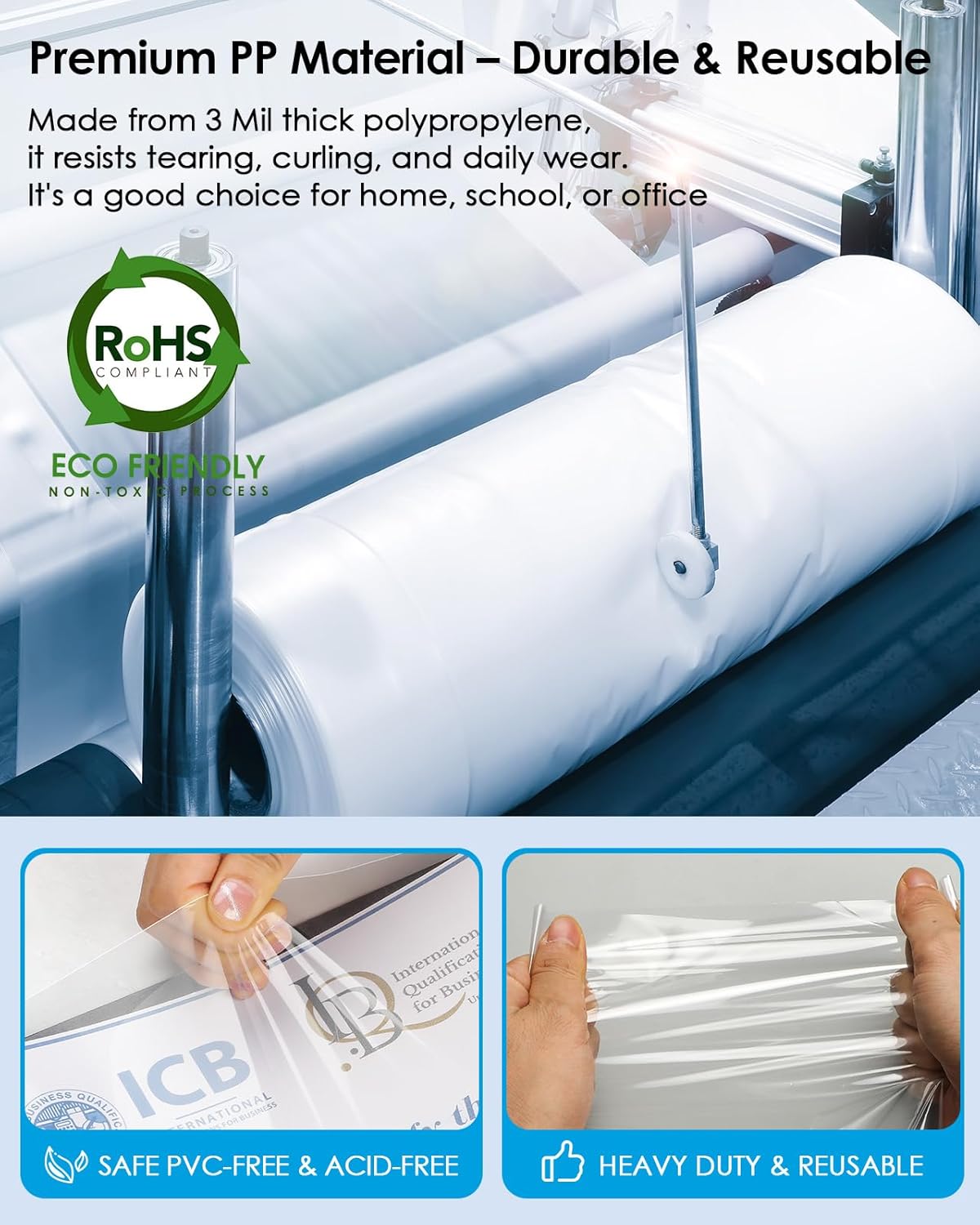 KTRIO Sheet Protectors 8.5 x 11 Inch, Clear Top Loading Page Protectors for 3 Ring Binder, Polypropylene Plastic Sleeves, Letter Size Document Protectors, Office & Home, 50 Pack