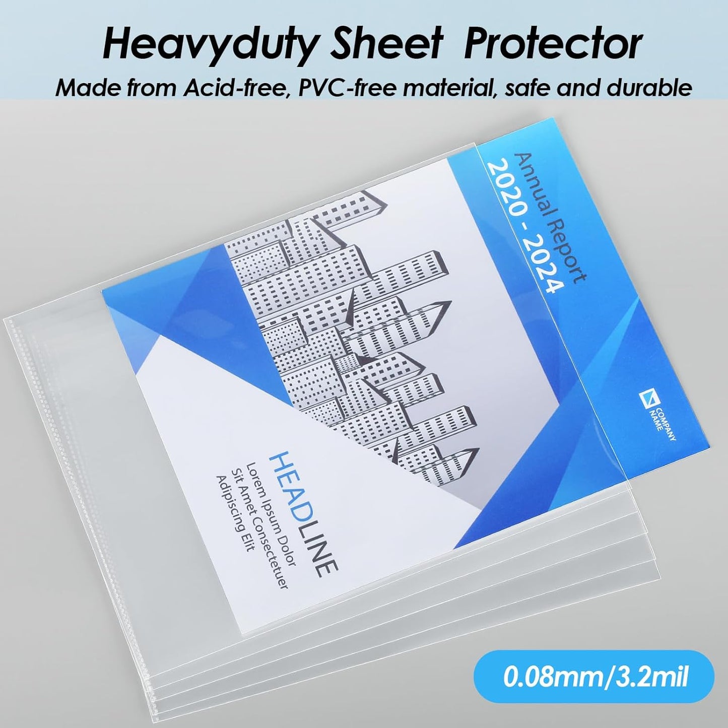 KTRIO No Holes Sheet Protectors 8.5 x 11 Inch Heavy Duty Clear Page Protectors, Plastic Paper Document Sleeves, Letter Size, Top Loading, Acid Free, 50 Pack
