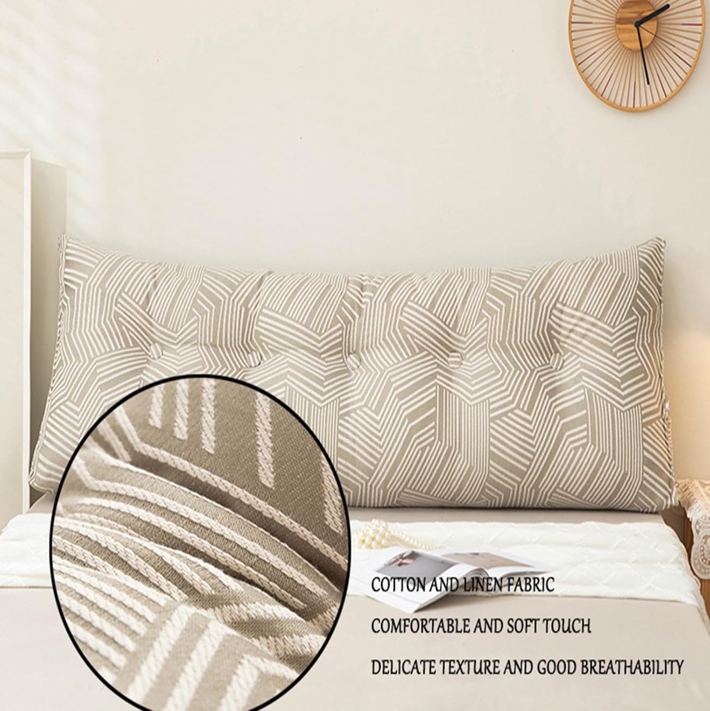Large Headboard Wedge Pillow Bed Reading Pillow for Headboard, Triangular Wedge Pillow Headboard, for Sitting in Bed-Backrest Positioning Support Pillow,G,150cm