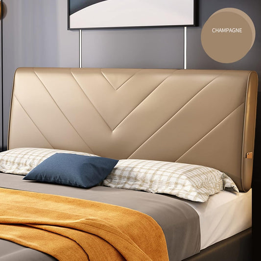 Headboard Bed Backrest Cushion PU Reading Pillow Skin-Friendly Lumbar Support Upholstered Used for Single Double Bed Customizable (Color : Champagne Size : 150X60X10CM) (Champagne 160X60X10CM)