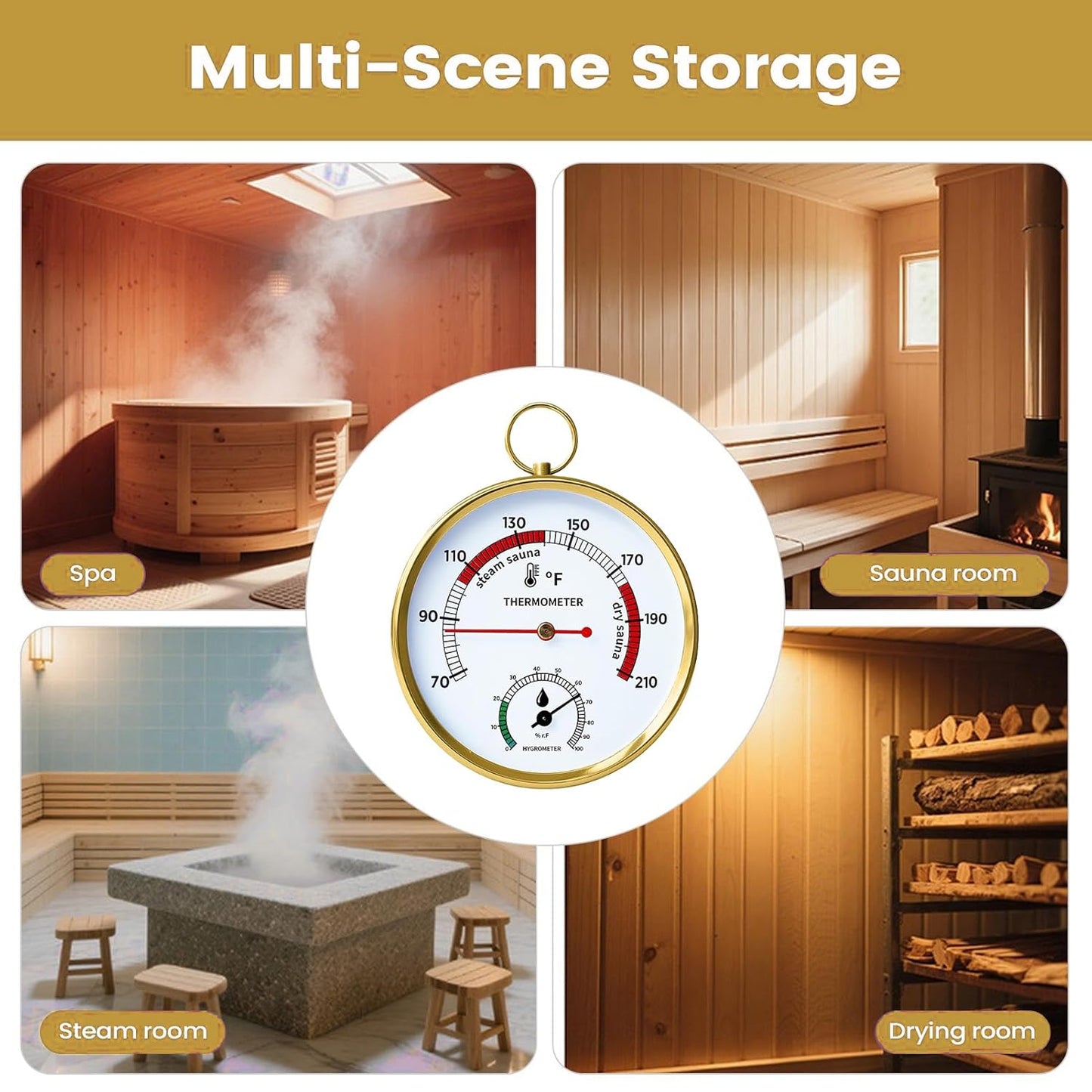 Steam Sauna Temperature Gauge | Heat-Resistant Easy to Read Portable Monitor | Sauna Humidity Gauge Monitor | for Adults Lovers Family Friends Enthusiasts Women
