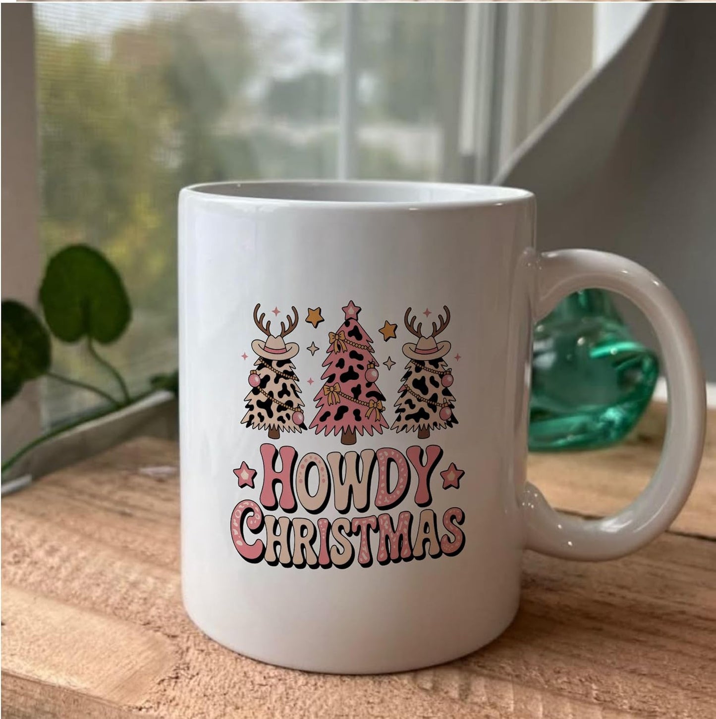 Funny Leopard Tree Howdy Christmas White Mugs, 11oz 15oz Drinking Cups, Kitchen Décor, Gifts For Book Lovers