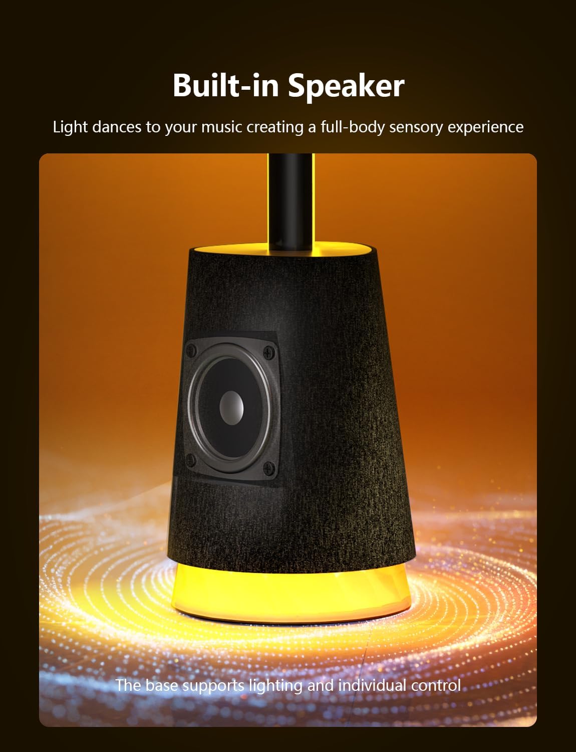 Corner Floor Lamp, 1600lm RGB Corner Lamp, with Bluetooth Speaker and White Noise, Compatible with Alexa & Google, 16 Million DIY Colors, Sync with Music, for Bedroom &Living Room