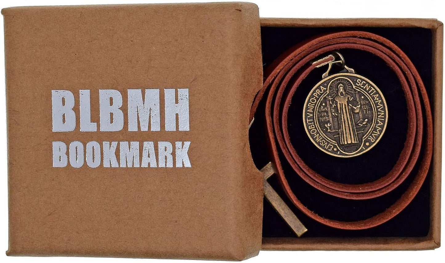 BLBMH Handmade Leather Bible Bookmark Ribbon Book Marker Cross Christian Gifts for Women Men Father Dad - LB4