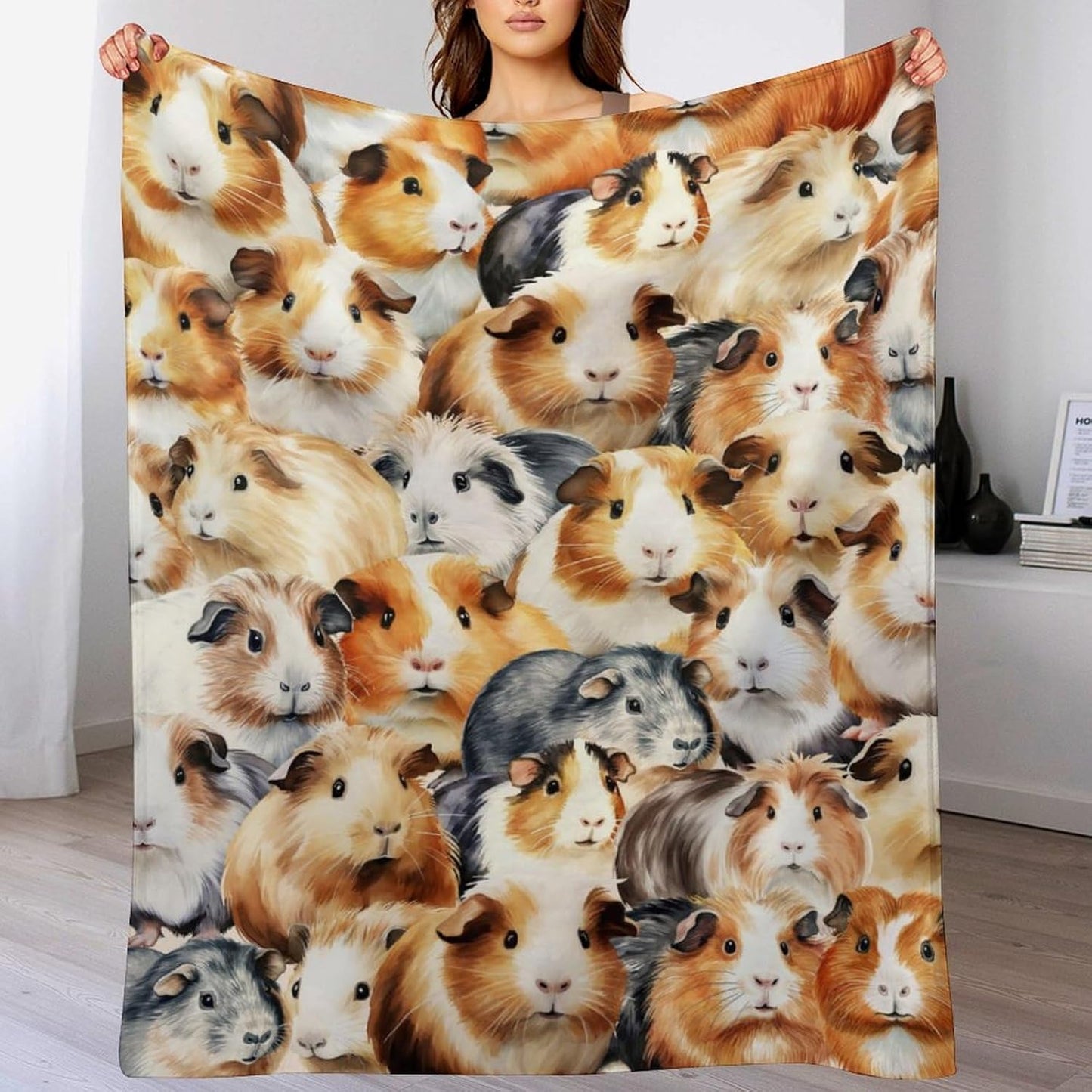 Guinea Pig Throw Blanket - Soft Flannel Polyester Blanket for Kids, Adults - 50"x40"