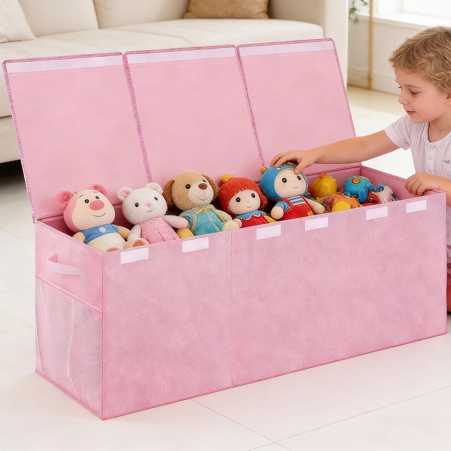 High Capacity Folding Storage Game Items Books and Clothes Using Soft Linen Fabric Holder Case 145L Load Storage Bin