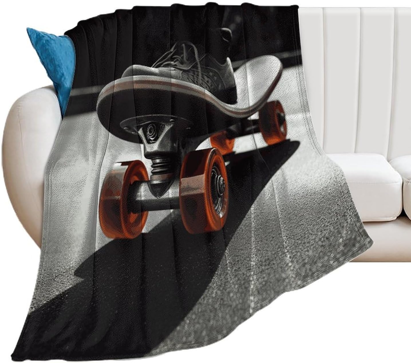Skateboard Wheel Throw Blanket for Couch Super Soft Warm Lightweight Throw Blankets Cozy Flannel Bed Blanket Cute Decorative Blankets for All Seasons Home Decor Gift 60"*80"（150 * 200cm）