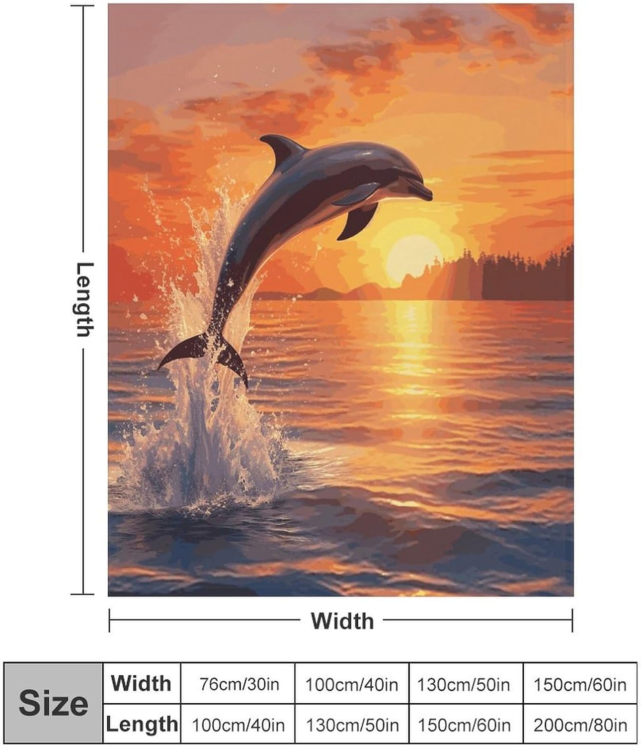 Sunset Dolphin Blanket Super Soft Lightweight Throw Blanket Cute Cozy Warm Bed Blanket Decorative Fuzzy Blanket All-Season Home Decor Gift for Sofa Couch Living Room 30"*40"（76 * 100cm）