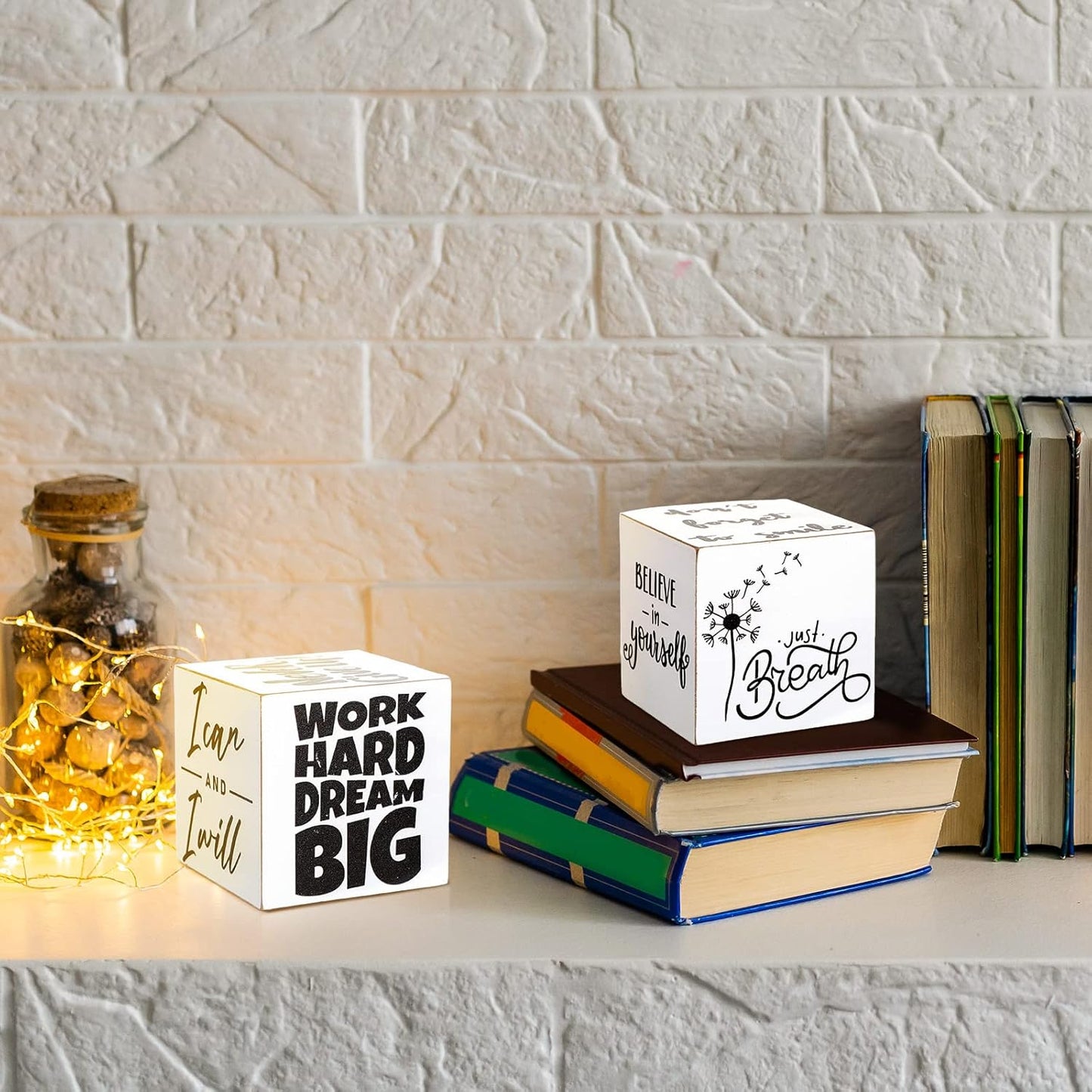 Tatuo 2 Pcs Inspirational Mini Wood Signs Anything is Possible Sign Wooden Scripture Desk Decor Rustic Motivational Table Decorations Never Give up Inspirational Word Plaque, 3.35 Inch
