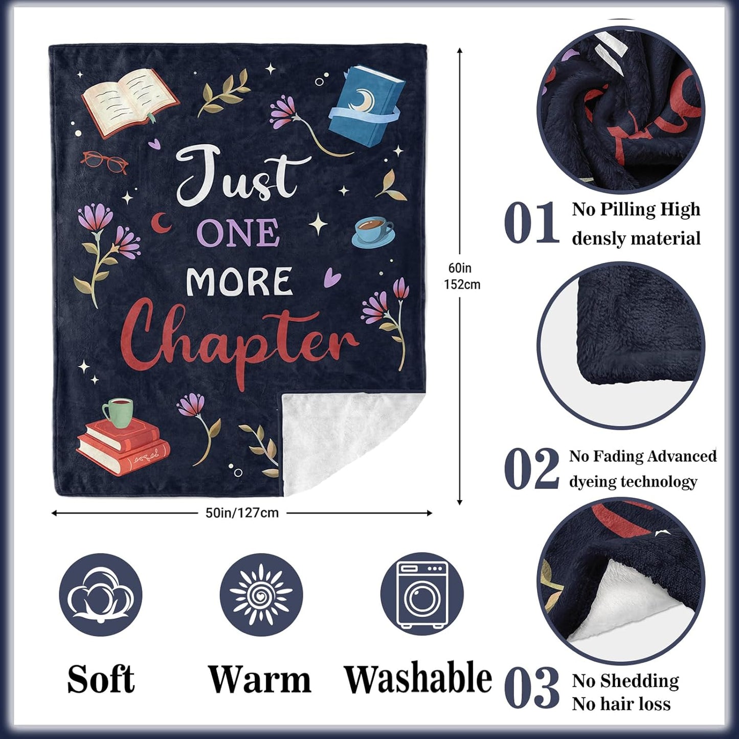 Book Lovers Gifts, Gifts for Book Lovers Readers, Books Club Bookish Bookworm Librarian Teacher Gift, Birthday Thanksgiving Christmas Books Gift for Women Men Girl Boy, Reading Blanket 50" X 60"