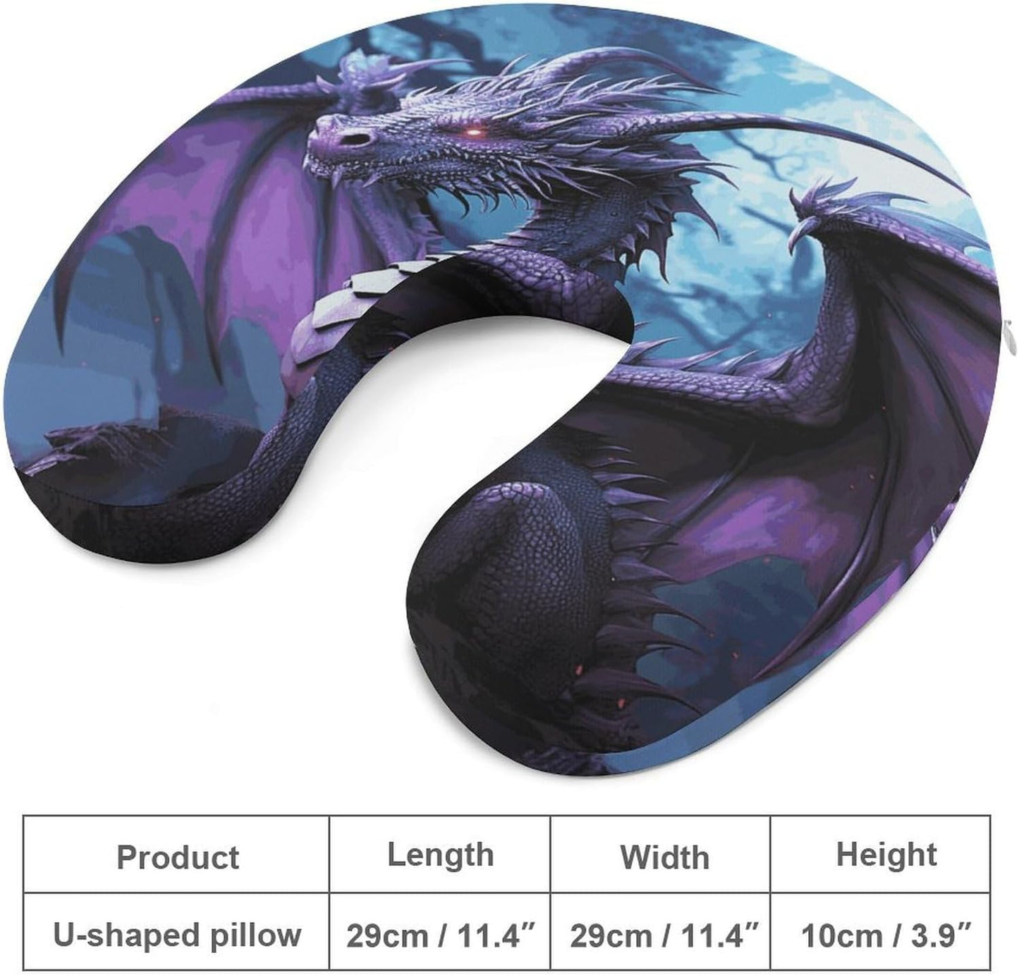 Purple Dragon Purple Moon Neck Pillow Memory Foam U Shaped Pillows Portable Pillows for Shoulder Travel Head Support Pillow with Concealed Zipper for Airplane Car Home Office