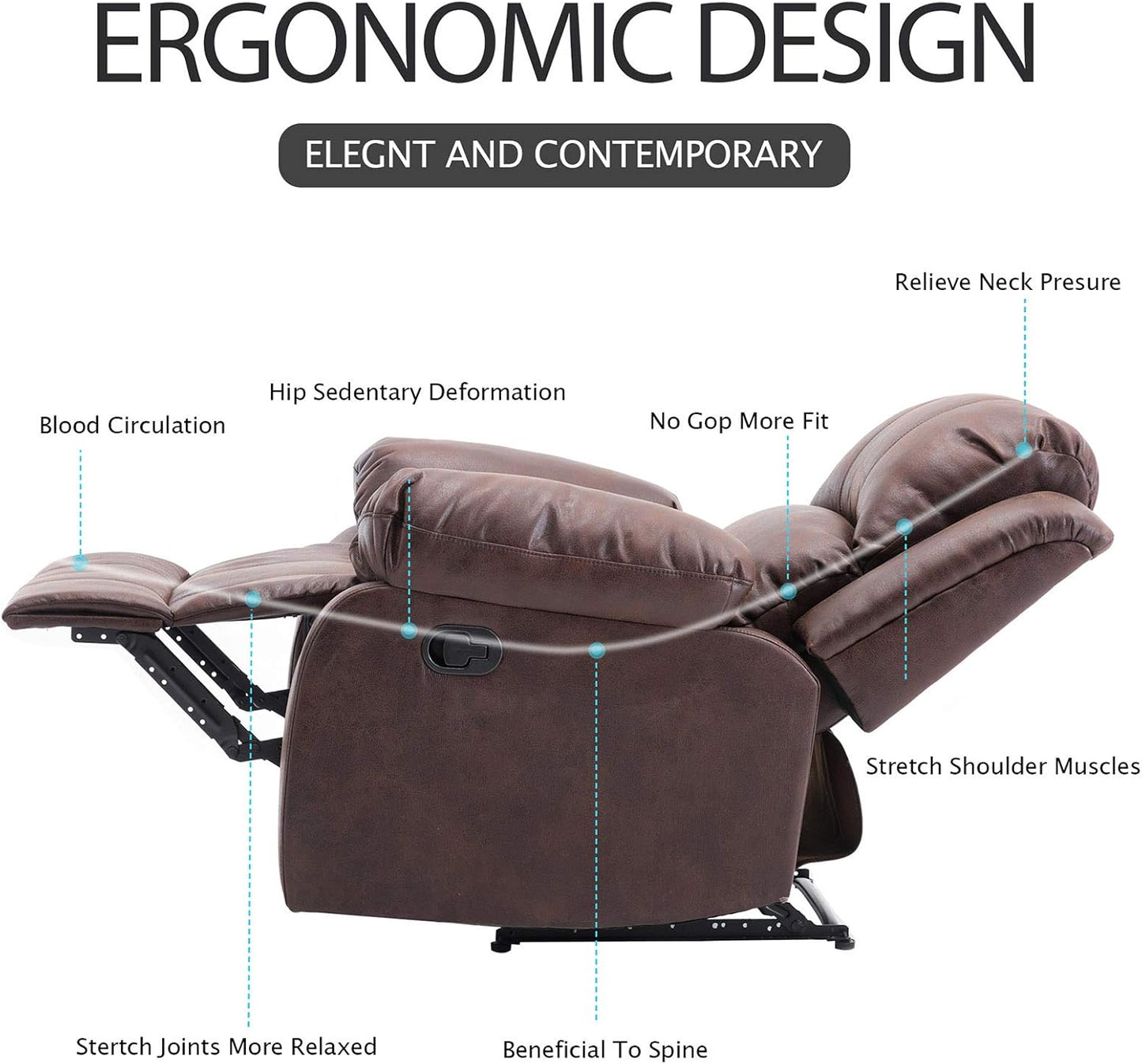 Faux Leather Home Theater Seating Manual Living Room Single Chair Reclining Sofa Ergonomic Lounge Chair Reading Chair