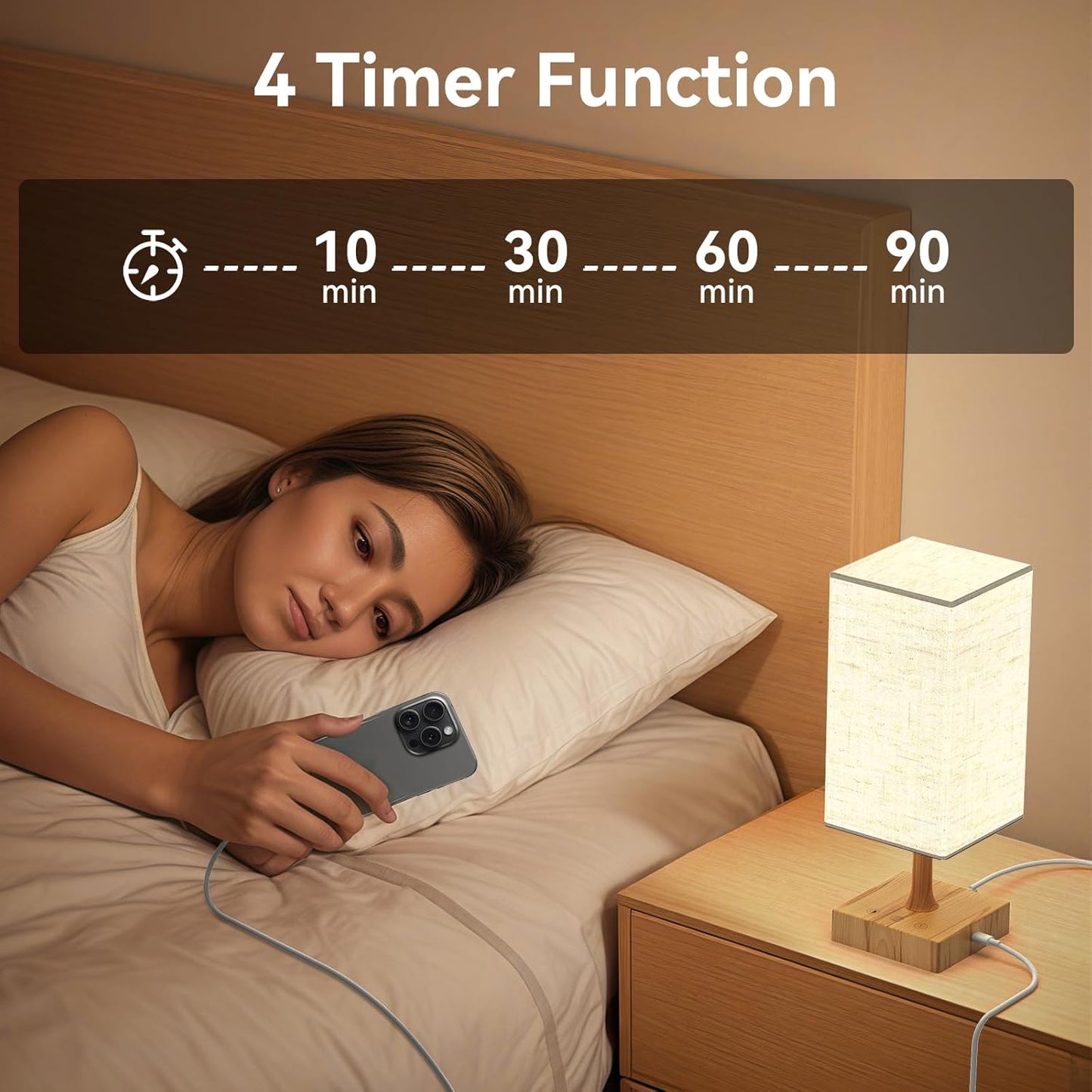 Light Therapy Lamp,10000 Lux Sun Lamp with 3 Color Temperatures, Adjustable Brightness, Timer & Memory Function, Happy Sunlight Lamp, Full Spectrum Light-Brown