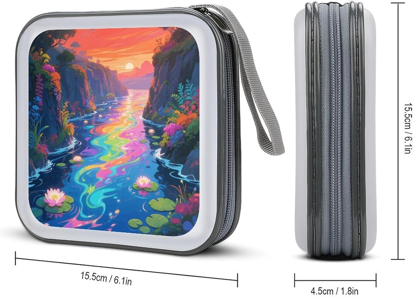 Shining River CD Case Portable Zipper CD Case 40 Capacity Hard Plastic DVD Cases Holder Large Storage Disc Wallet Bag for Car Home Travel DVD Collection Bag