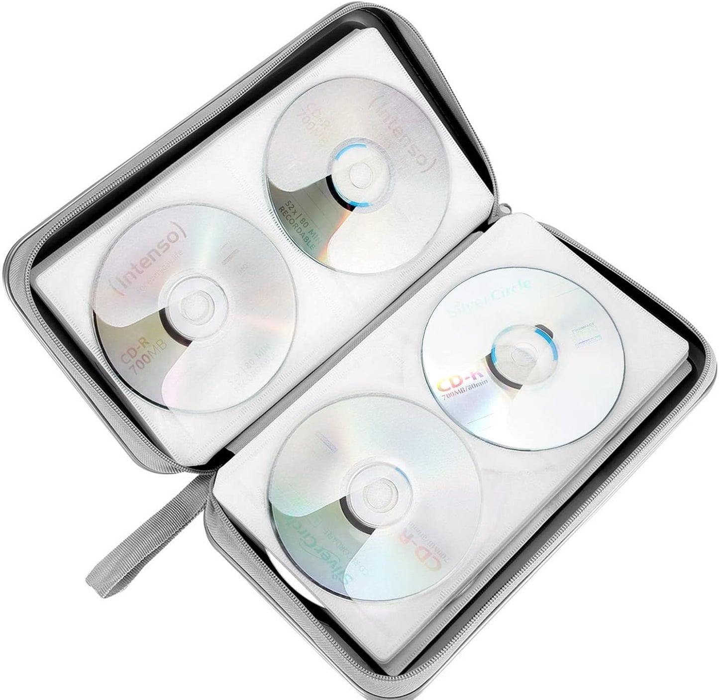 CD Case, 80 Capacity Hard Plastic DVD Case Portable Zipper CD/DVD Wallet Holder Storage Disc Binder Album Bag for Car Home Travel(Black)