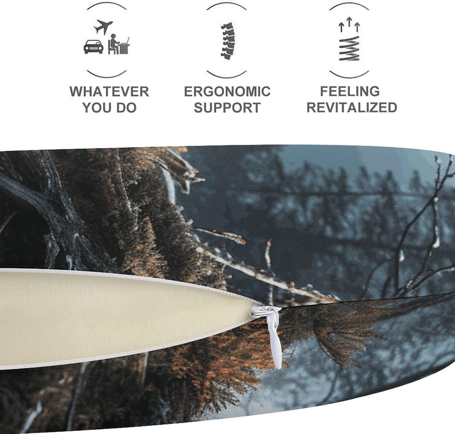 Mountain Bike Tournament Neck Pillow Memory Foam U Shaped Pillows Portable Pillows for Shoulder Travel Head Support Pillow with Concealed Zipper for Airplane Car Home Office