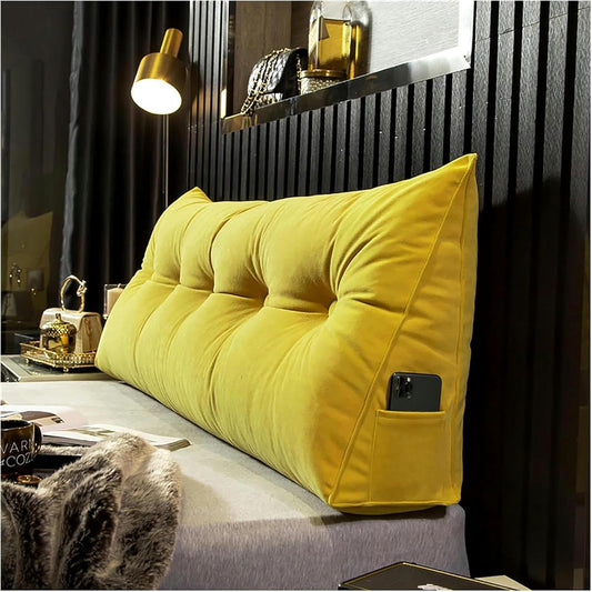 Large Triangular Headboard Wedge Bed Rest Reading Pillow Back/Lumber Support Positioning Pillow for Bed Sofa Tatami, Washable Daybed Triangle Bolster Cover